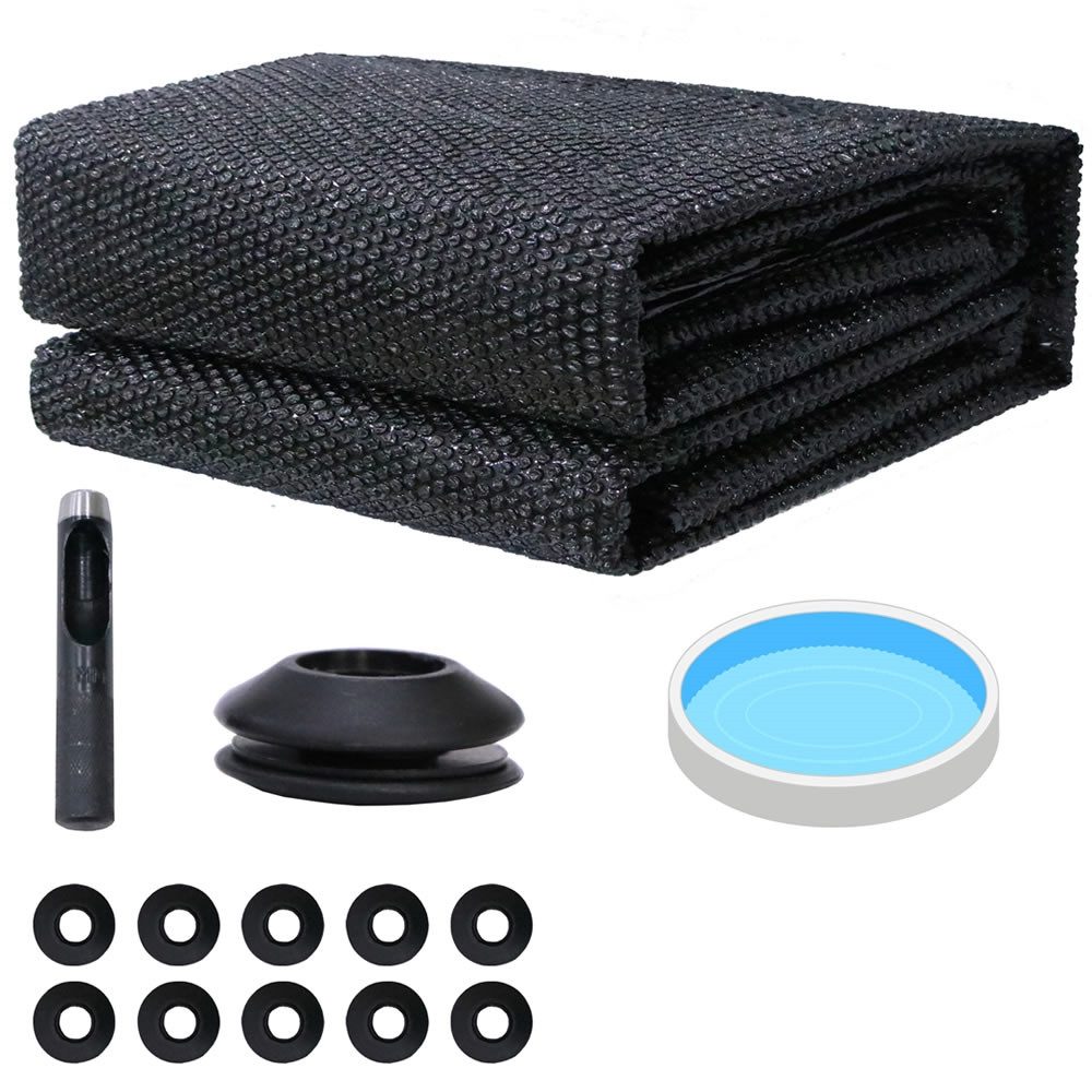 Mucola Pool-Abdeckplane Solarfolie Pool Solarplane Ösen Poolheizung Wärmeplane Poolabdeckung (Set mit Folie und Locheisen, 2-St., Set bestehend aus Solarfolie und 10 Kunststoff Ösen mit Locheisen), aus PVC
