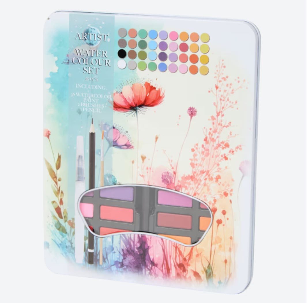 Spectrum Wasserfarbe Wasserfarben in Dose 36 Farben + Pinsel Aquarellkasten