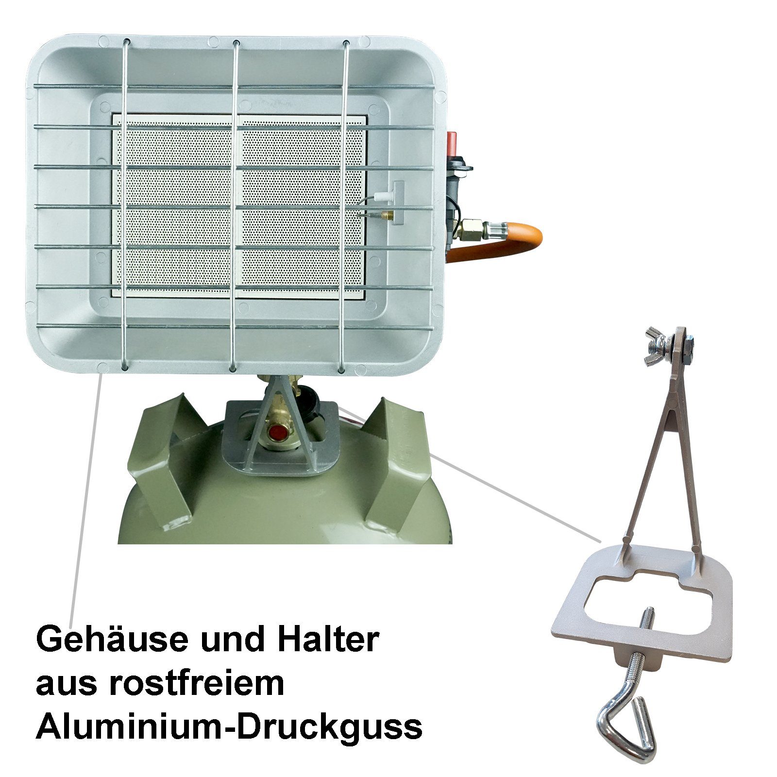 Heizstrahler, W, 5 Gasflasche Heizstrahler Infrarot Gas-Aufsteckstrahler + 4200 BlueCraft leer kg