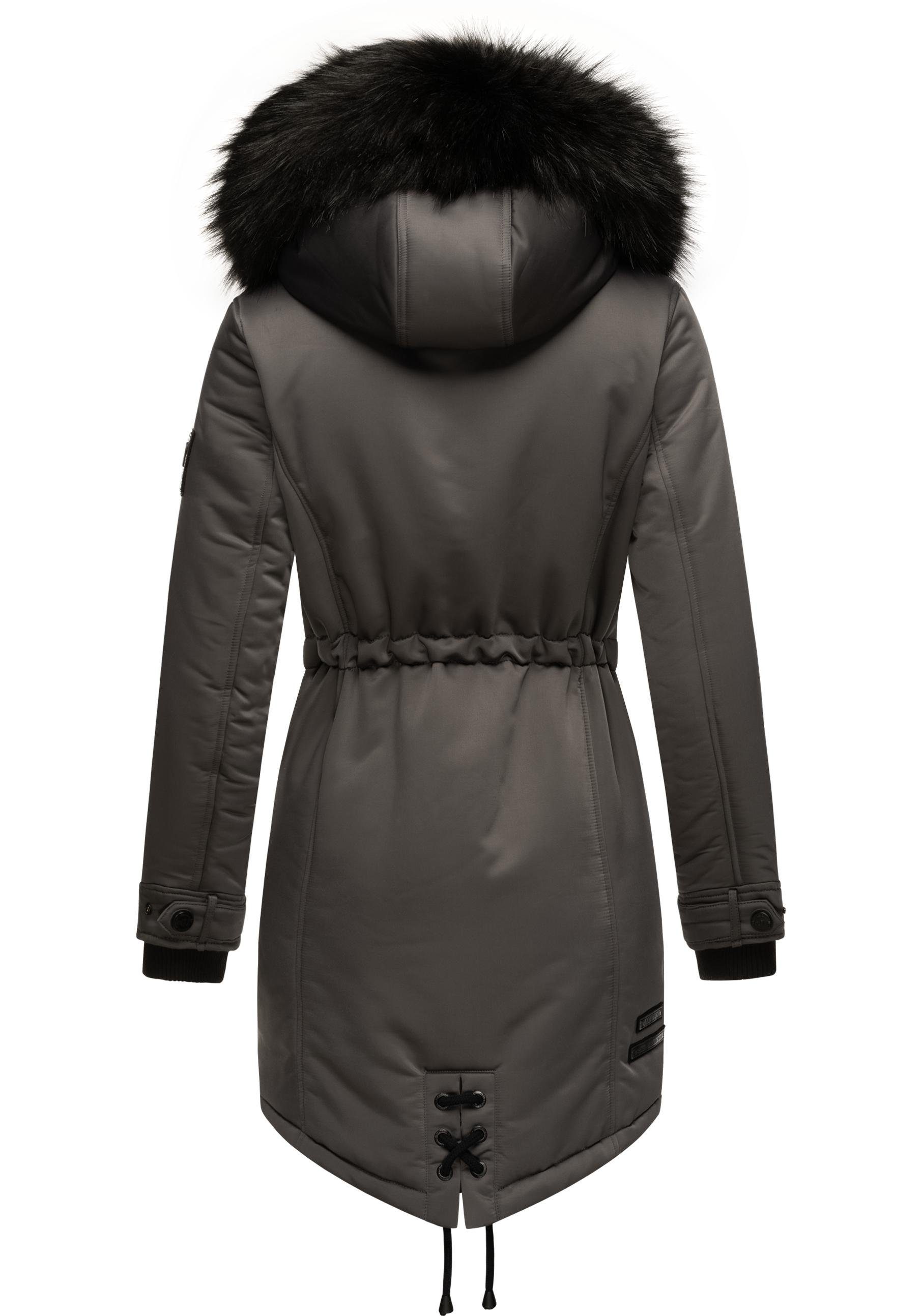 Navahoo Wintermantel Luluna Prc edler Parka mit großer Kunstfellkapuze