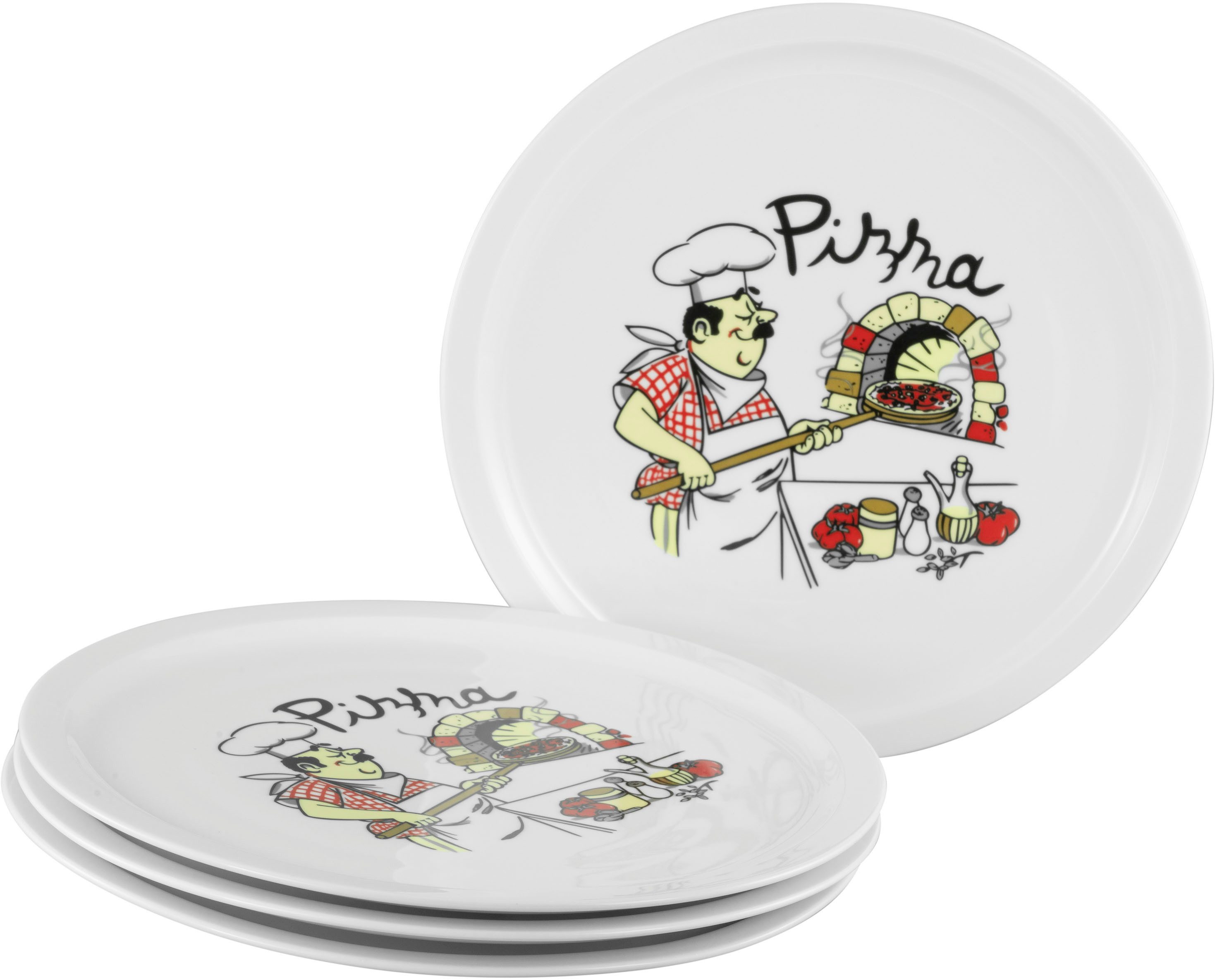 CreaTable Pizzateller Milano Pizzabäcker, Teller-Set, 4-tlg., (4 St), Vielseitig einsetzbar, Europäische Qualität