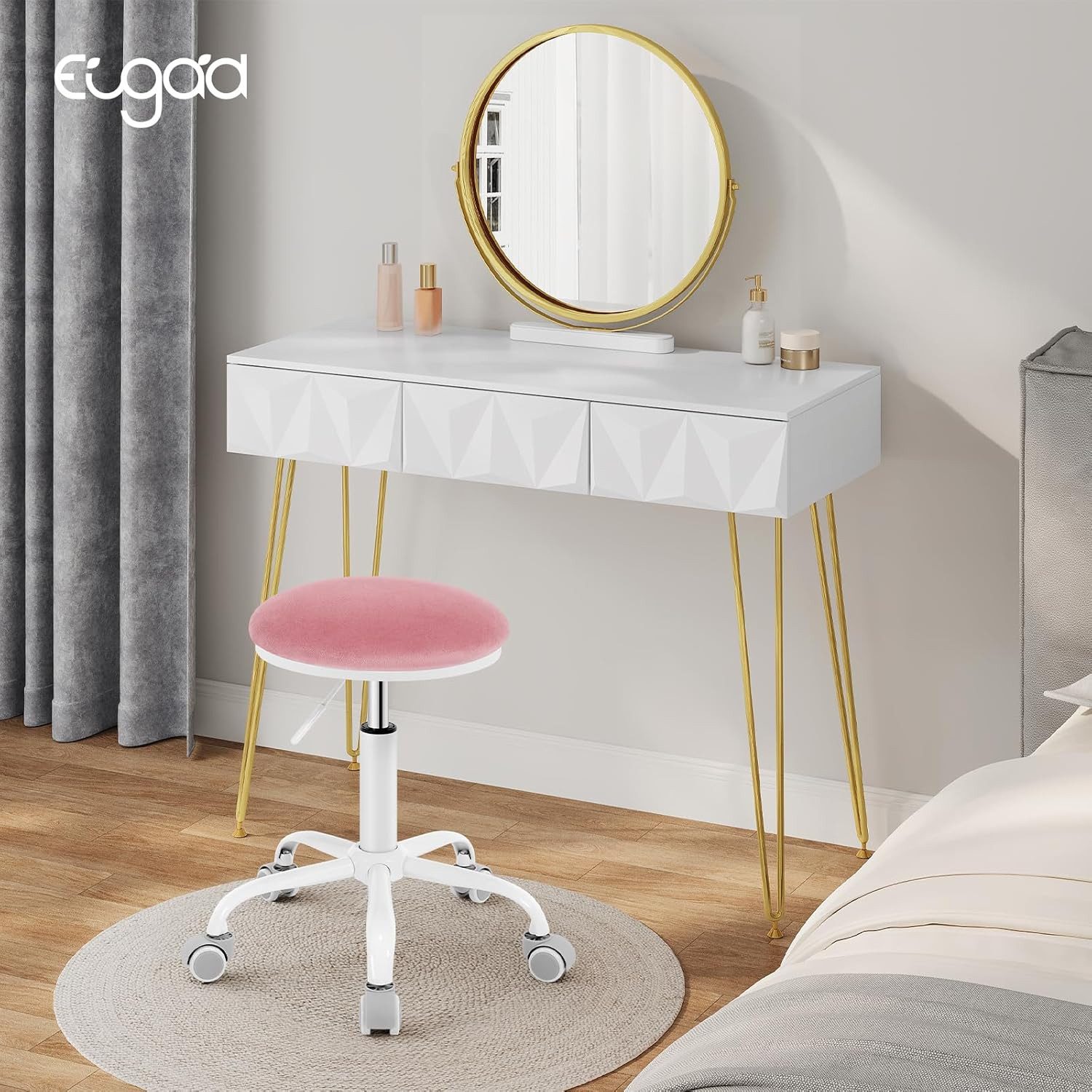 EUGAD Barhocker, Schminkstuhl höhenverstellbar drehbar, runder Hocker 360° günstig online kaufen