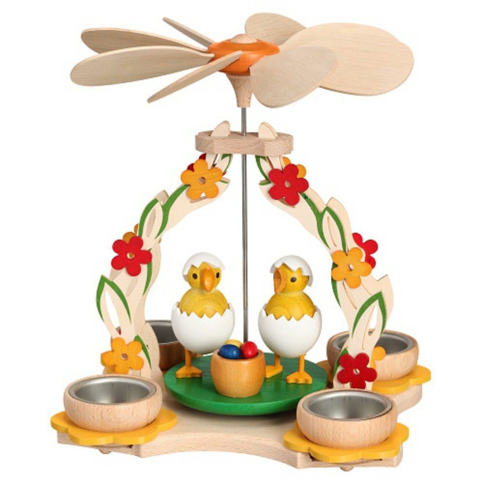 Zeidler Holzkunst Osterhase Zeidler Osterpyramide / Tischpyramide Küken, Handarbeit aus dem Erzgebirge