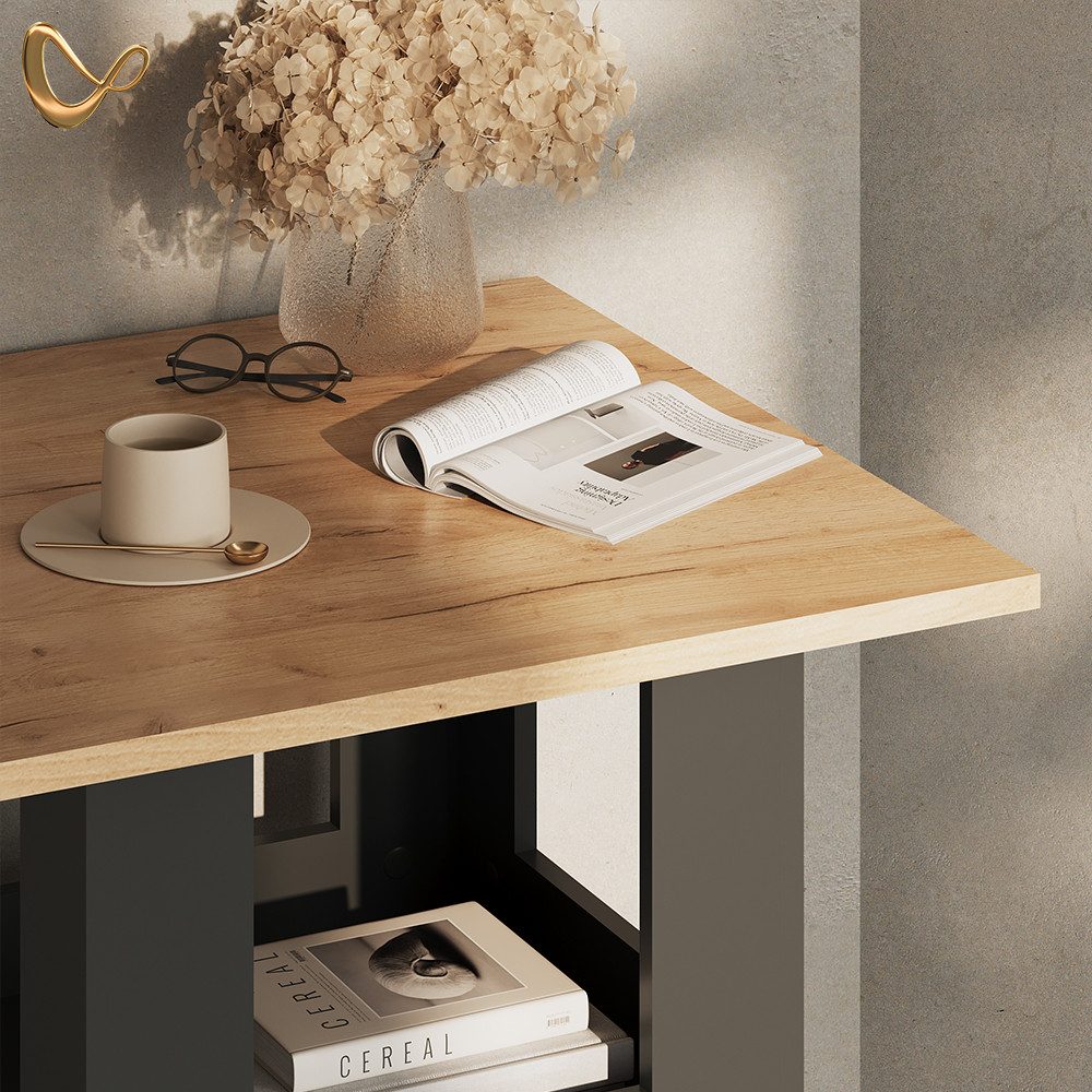 Livinity® Bartisch Regusa, Goldkraft Eiche/Anthrazit/Anthrazit, 65 x 65 cm (1-St)