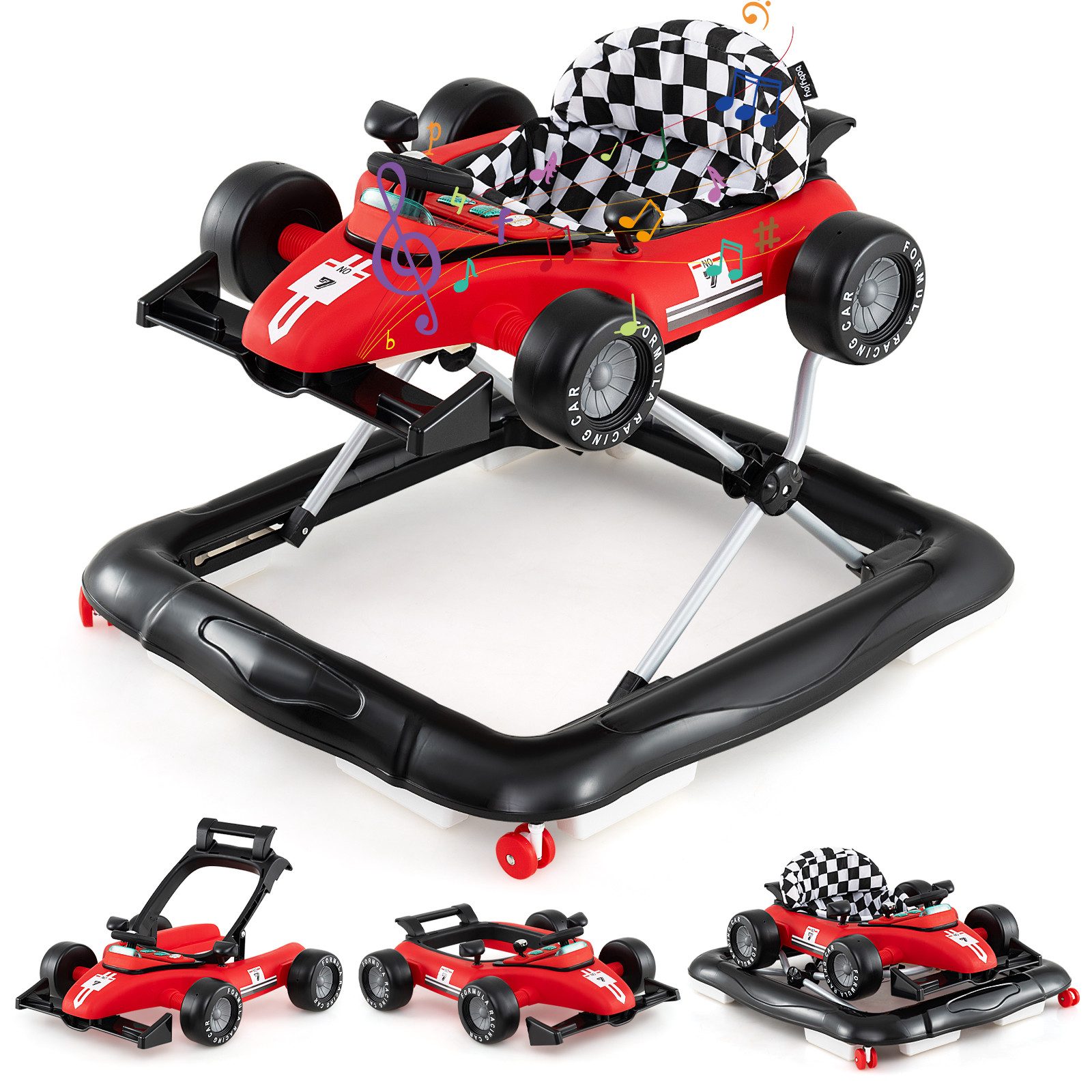 COSTWAY Lauflernhilfe, 4 in 1 Lauflernwagen mit Lenkrad & Spieluhr günstig online kaufen