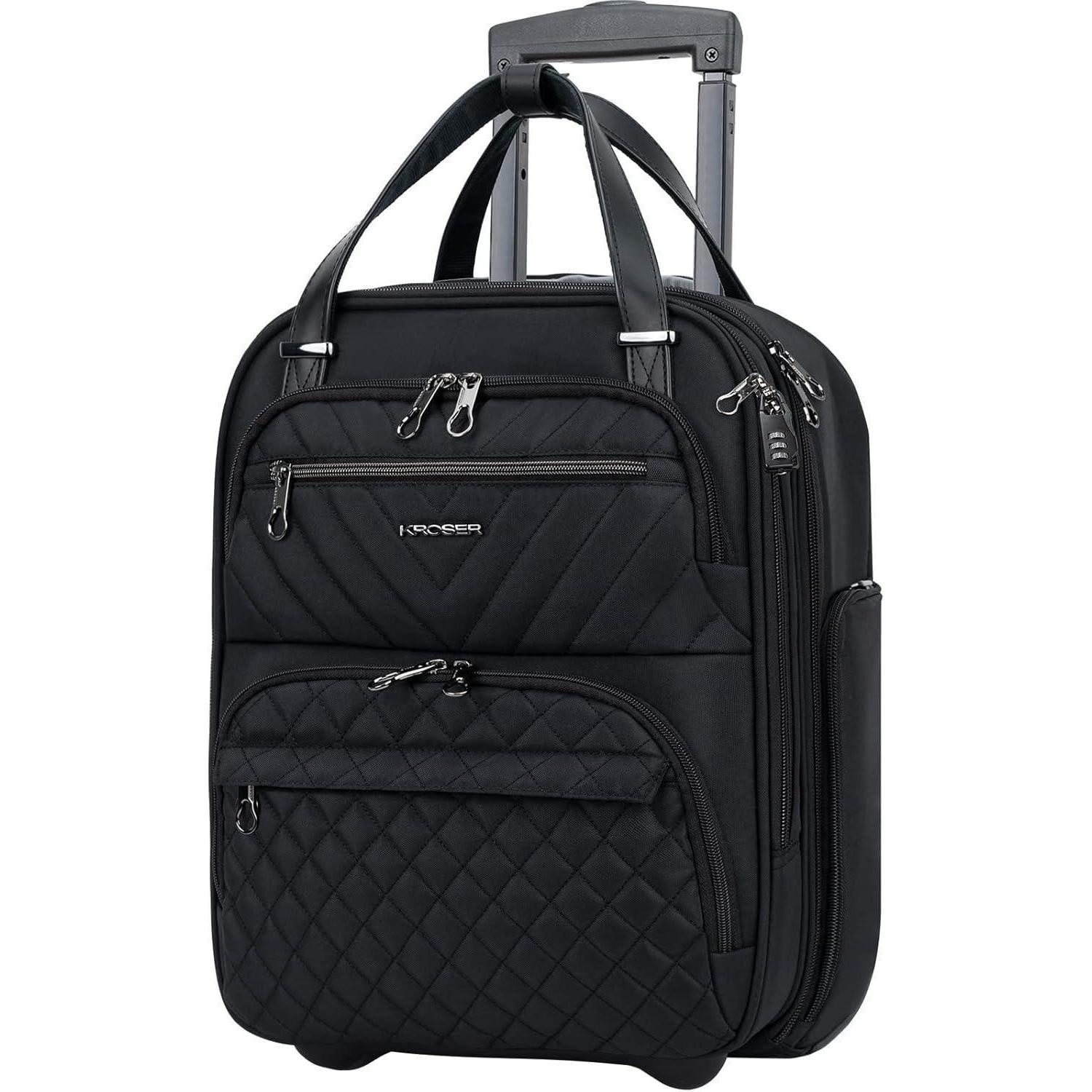 Handgepäck-Trolley Handgepäck Koffer Trolley 40cm Multifunktional Carry On Schwarz