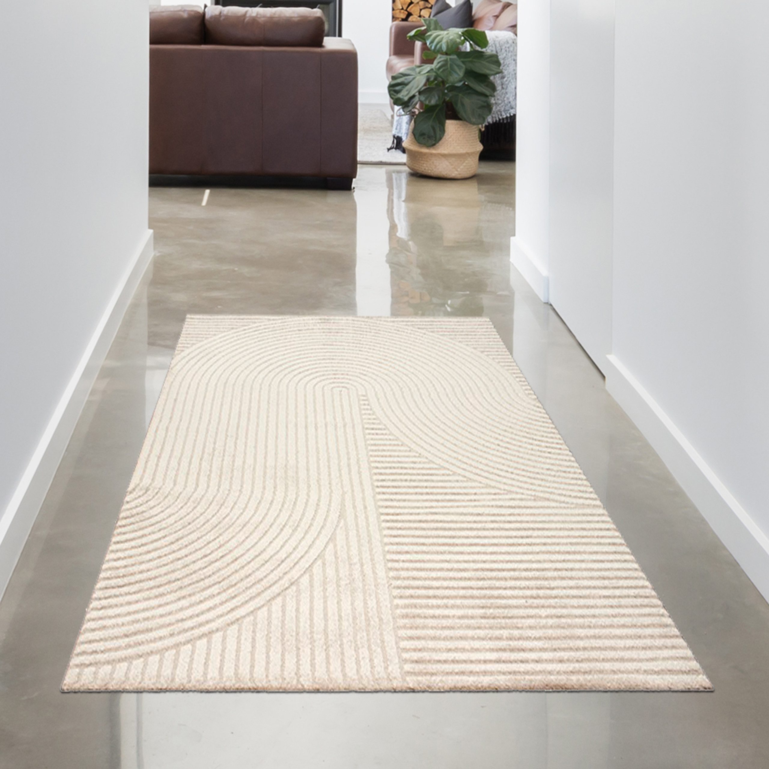 Carpetia Teppich Teppich Wohnzimmerteppich hell weich Bogenmuster beige, re günstig online kaufen