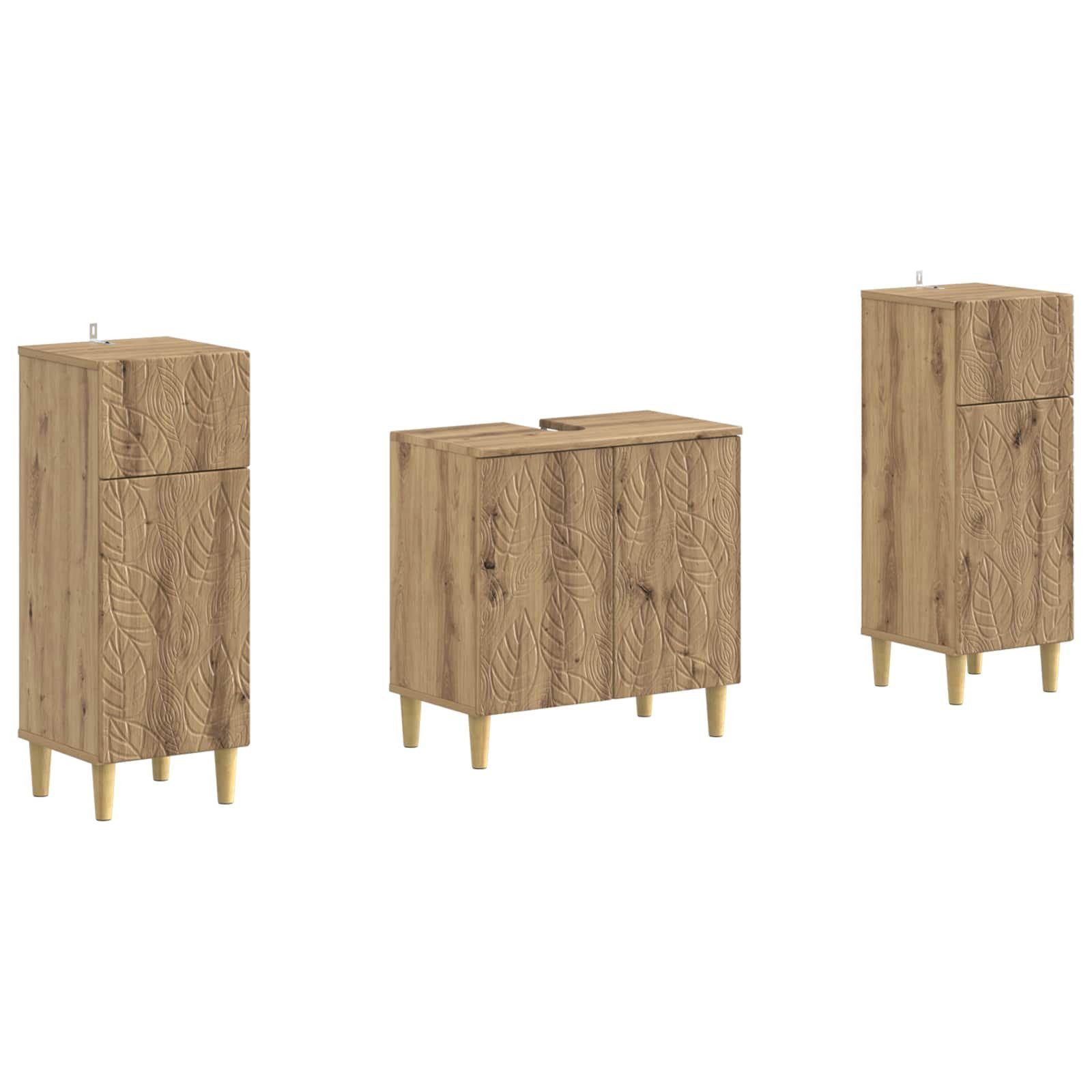 vidaXL Gartenlounge-Set 2-teiliges Badezimmer Schrank Set DELFT Artisan-Eiche