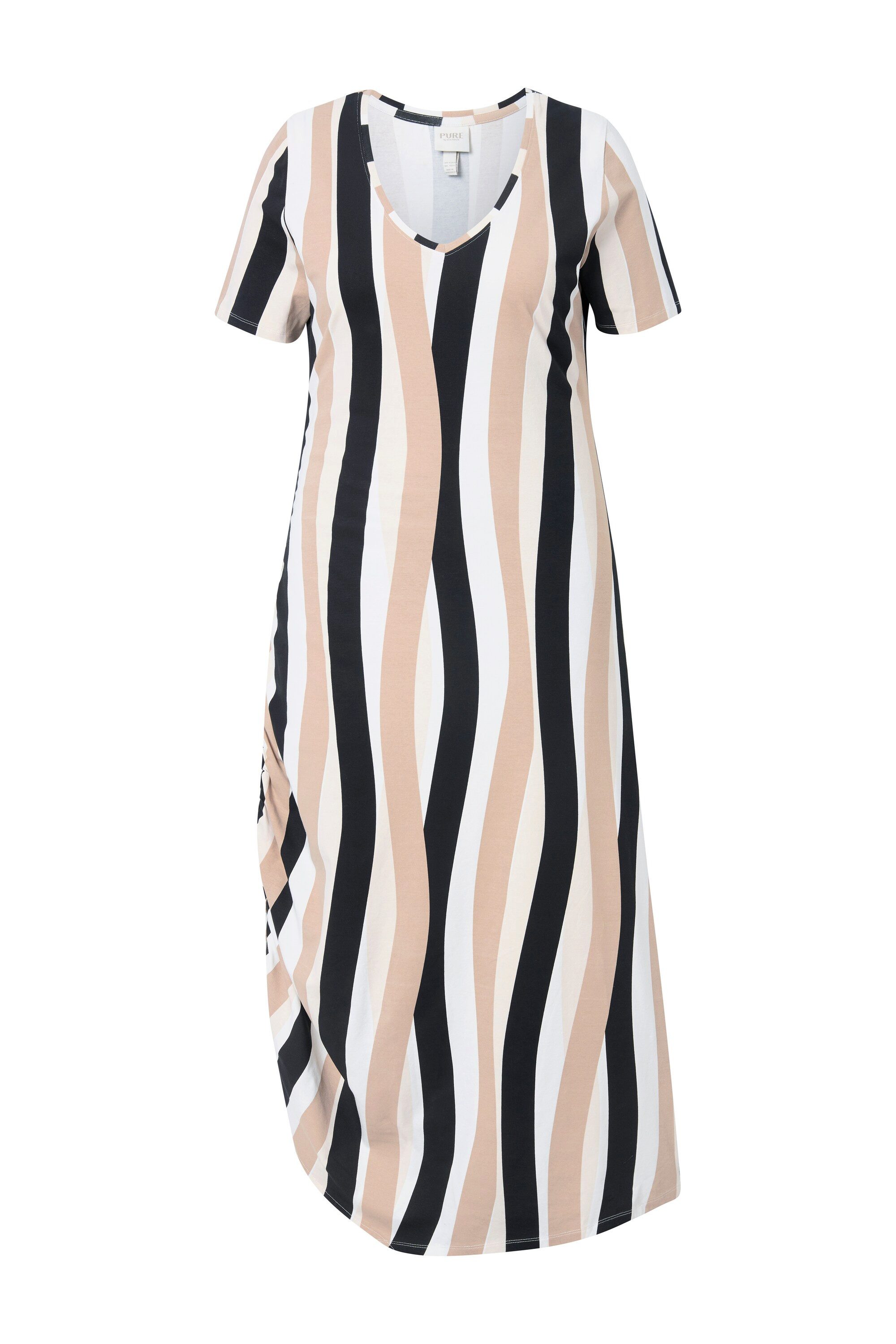Ulla Popken Maxikleid Maxikleid Streifen Rundhals günstig online kaufen