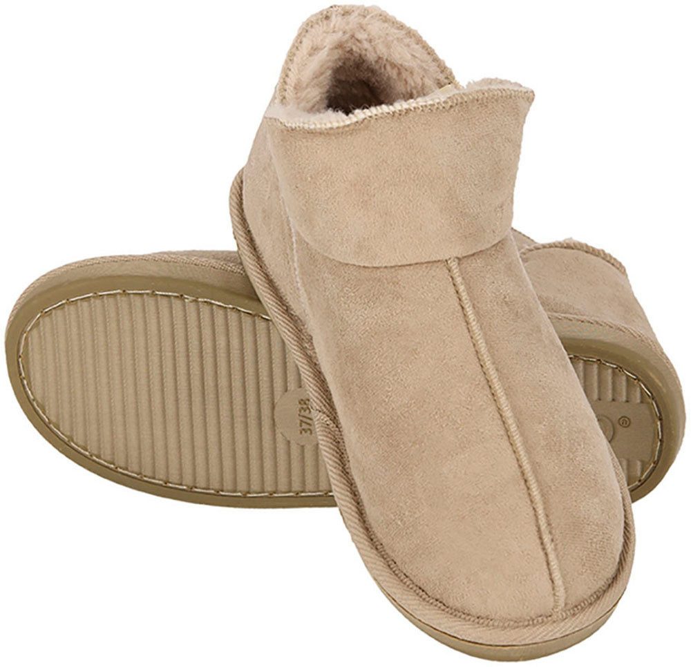 XQ Footwear LADIES HOME BOOTS SUEDE Hausschuh mit Logoprägung und kuscheligen, wärmenden Innenfutter