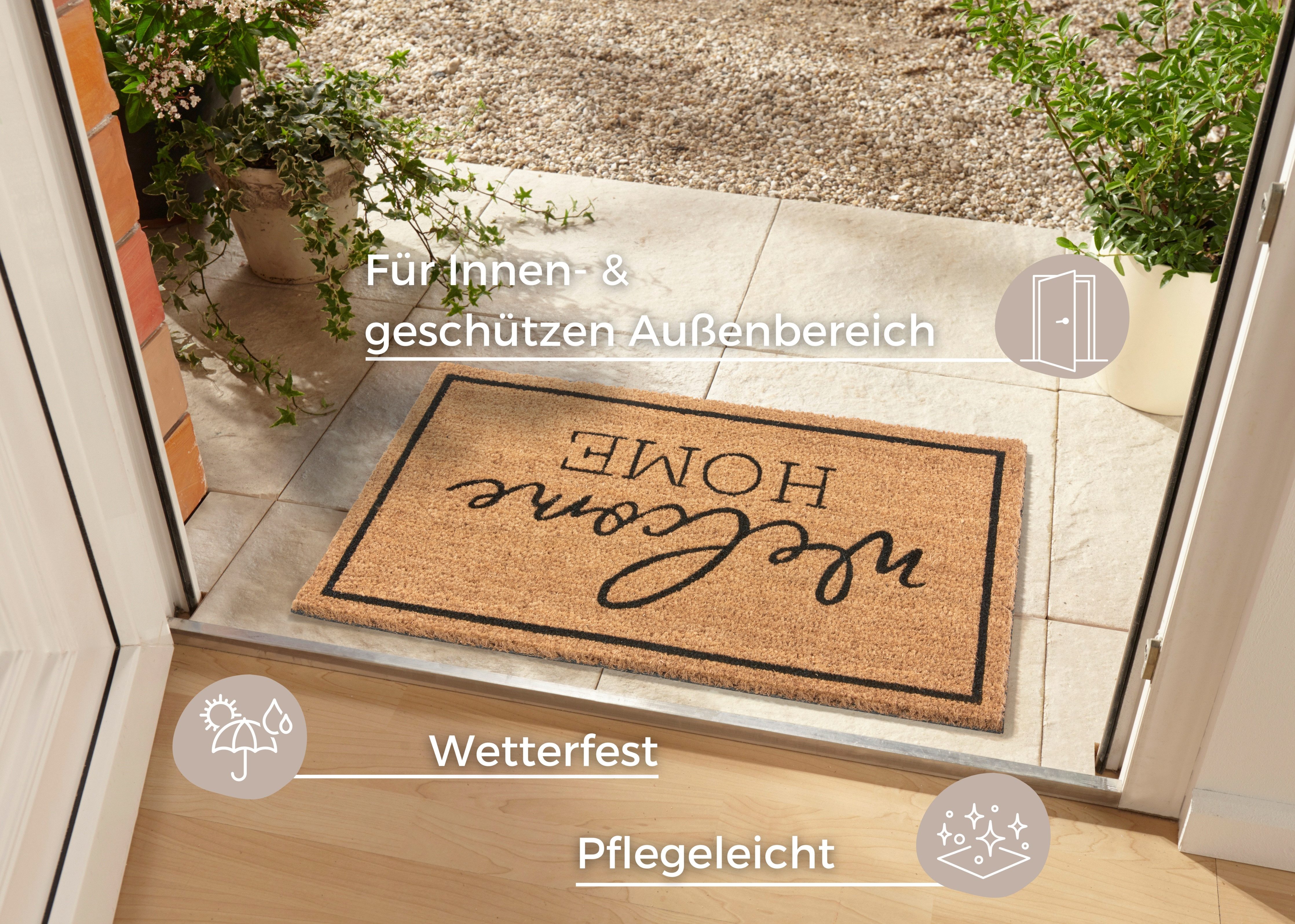 HANSE Home Fußmatte Mix Mats Kokos Welcome Home, Türmatte, rechteckig, Höhe: 15 mm, Kokos, Schmutzfangmatte, Outdoor, Rutschfest, Innen, Kokosmatte, Flur – Bild 2 von 5