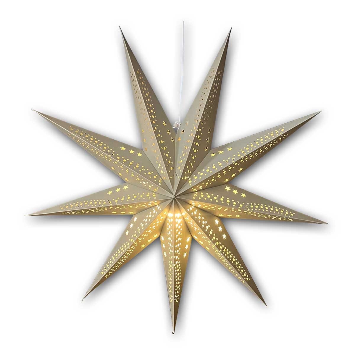 Seasonals Papierstern Papierstern HEAVEN 8zackig braun E14 & Kabel Ø70cm