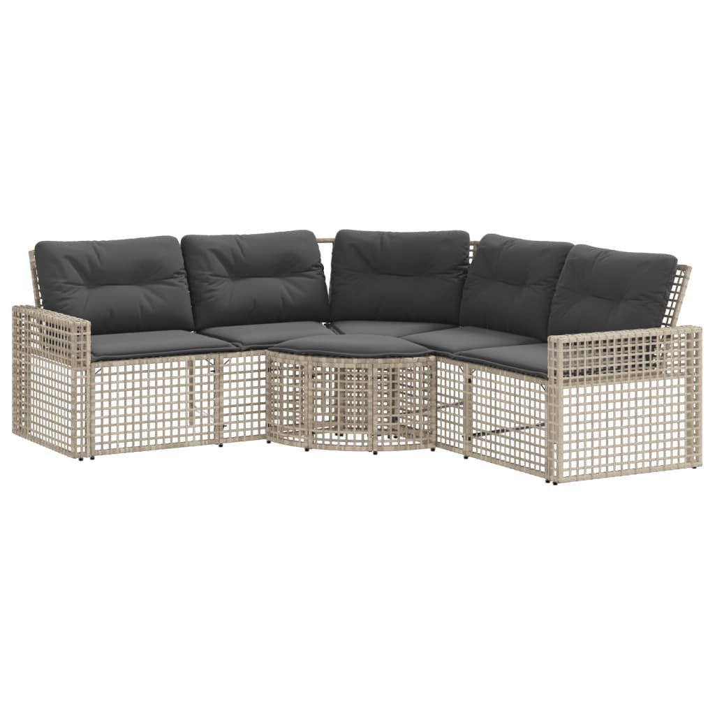 vidaXL Loungesofa Gartensofa in L-Form mit Kissen und Fußbank Hellgrau Polyrattan, 1 Teile