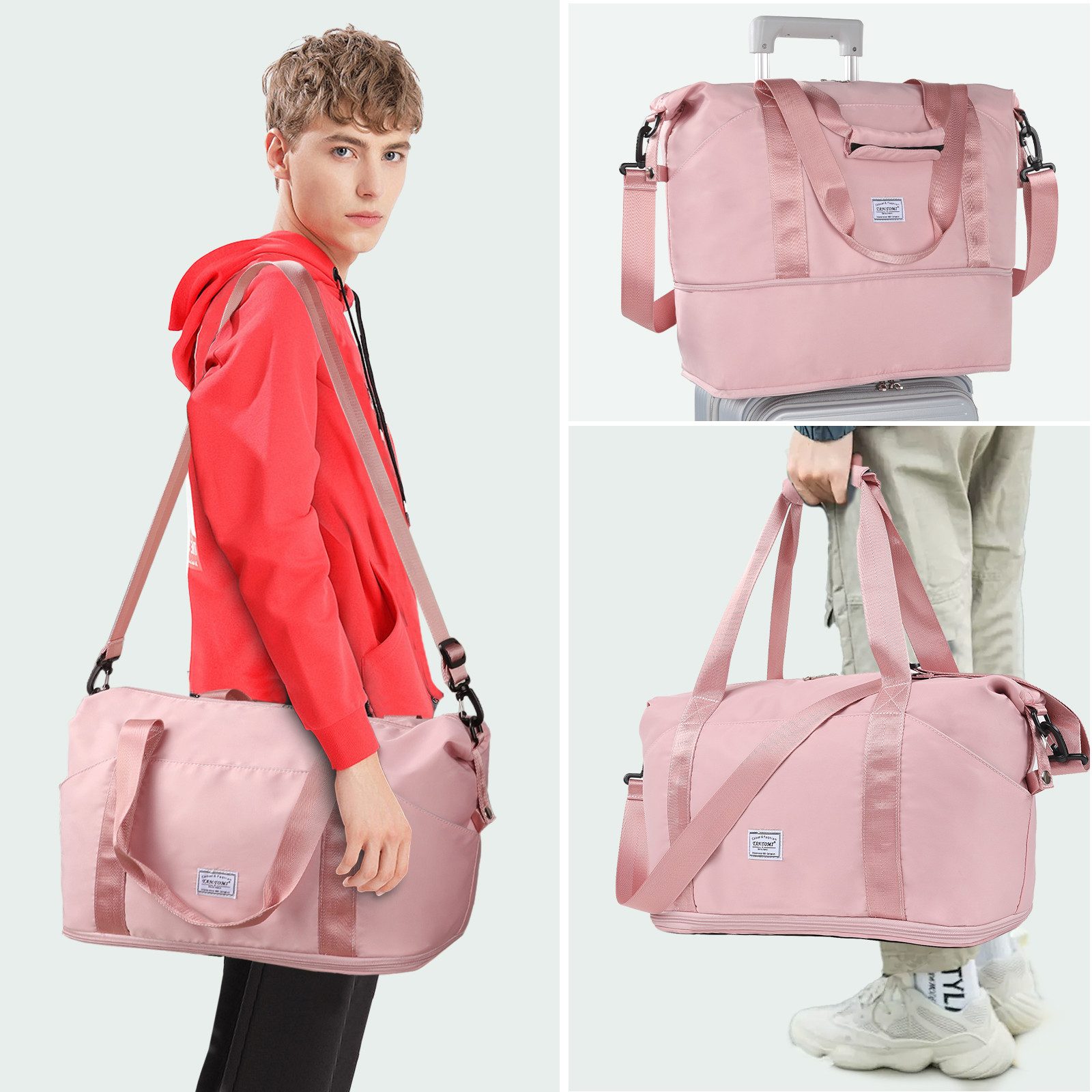 TAN.TOMI Reisetasche Erweiterbares Reisetasche Damen Herren Sporttasche 42x28x23 Handgepäck (Erweiterbares Weekender Bag mit Nassfach), Schwimmtasche Wasserdicht Travel Bag Fitnesstasche Trainingstasche