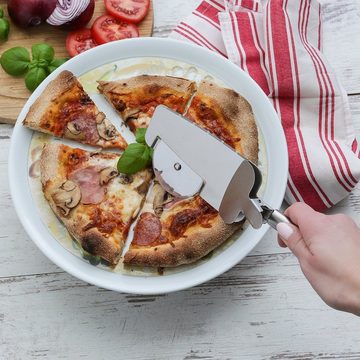 GAUMENKICK Pizzaschneider Pizza Multitool 4in1 Pizzaschneider Schaufel Säge Klammer Edelstahl
