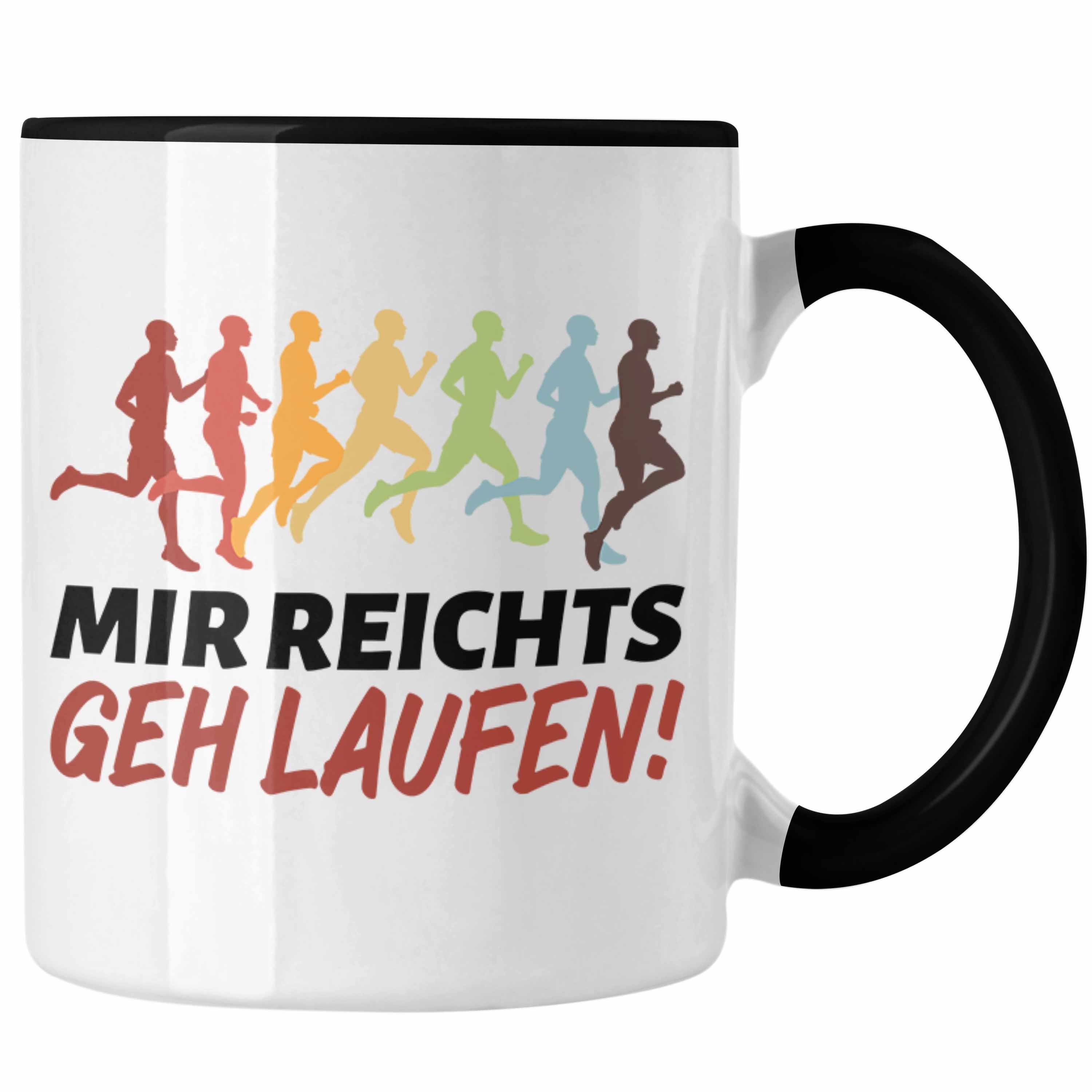 Trendation Tasse Mir Reichts Ich Geh Laufen Tasse Geschenk für Jogger Läufer Geschenkid Schwarz | Tassen