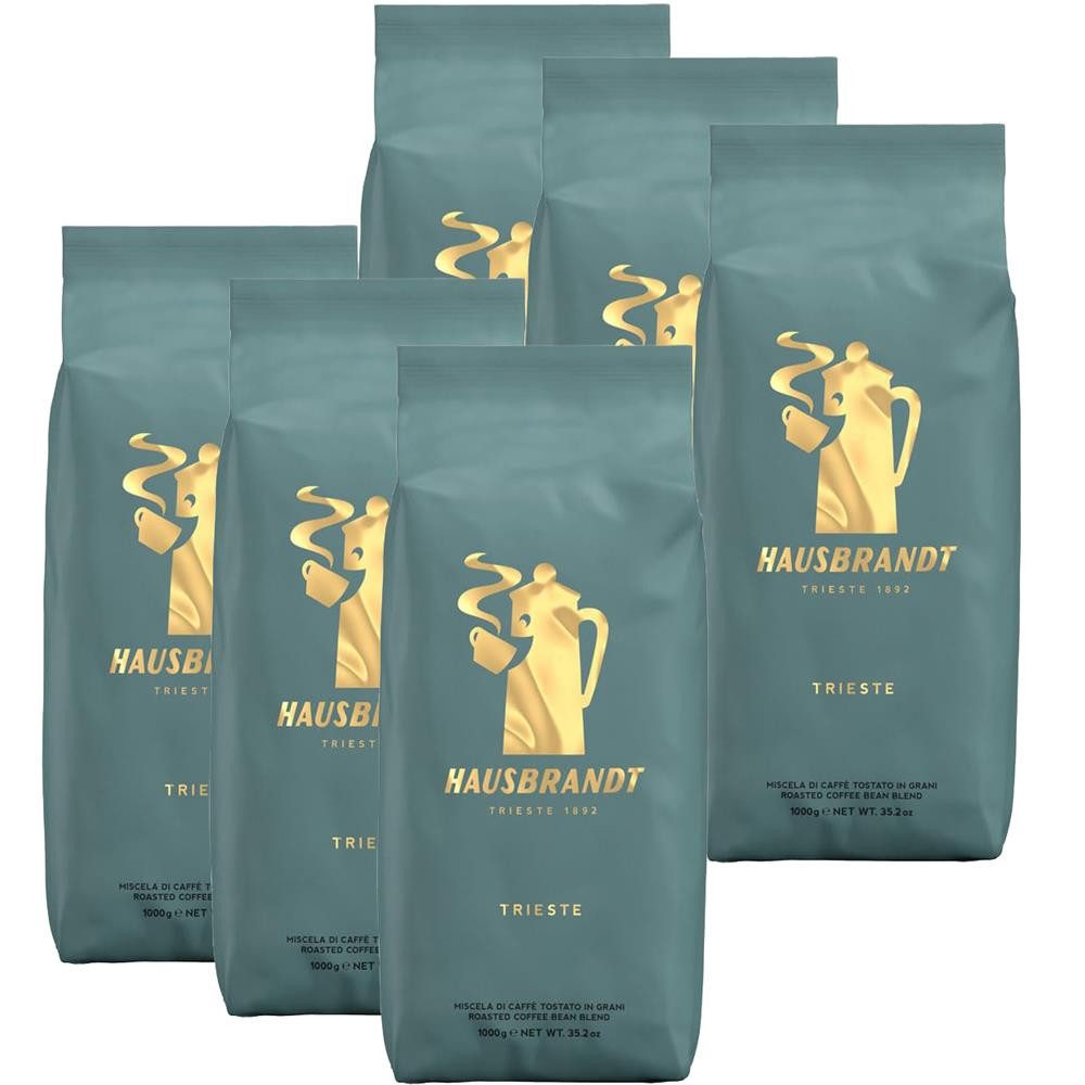 Hausbrandt Kaffee Trieste 6x1kg ganze Bohnen Kaffeebohnen, 6 x 1000 g, 70 % Arabica, 30 % Robusta