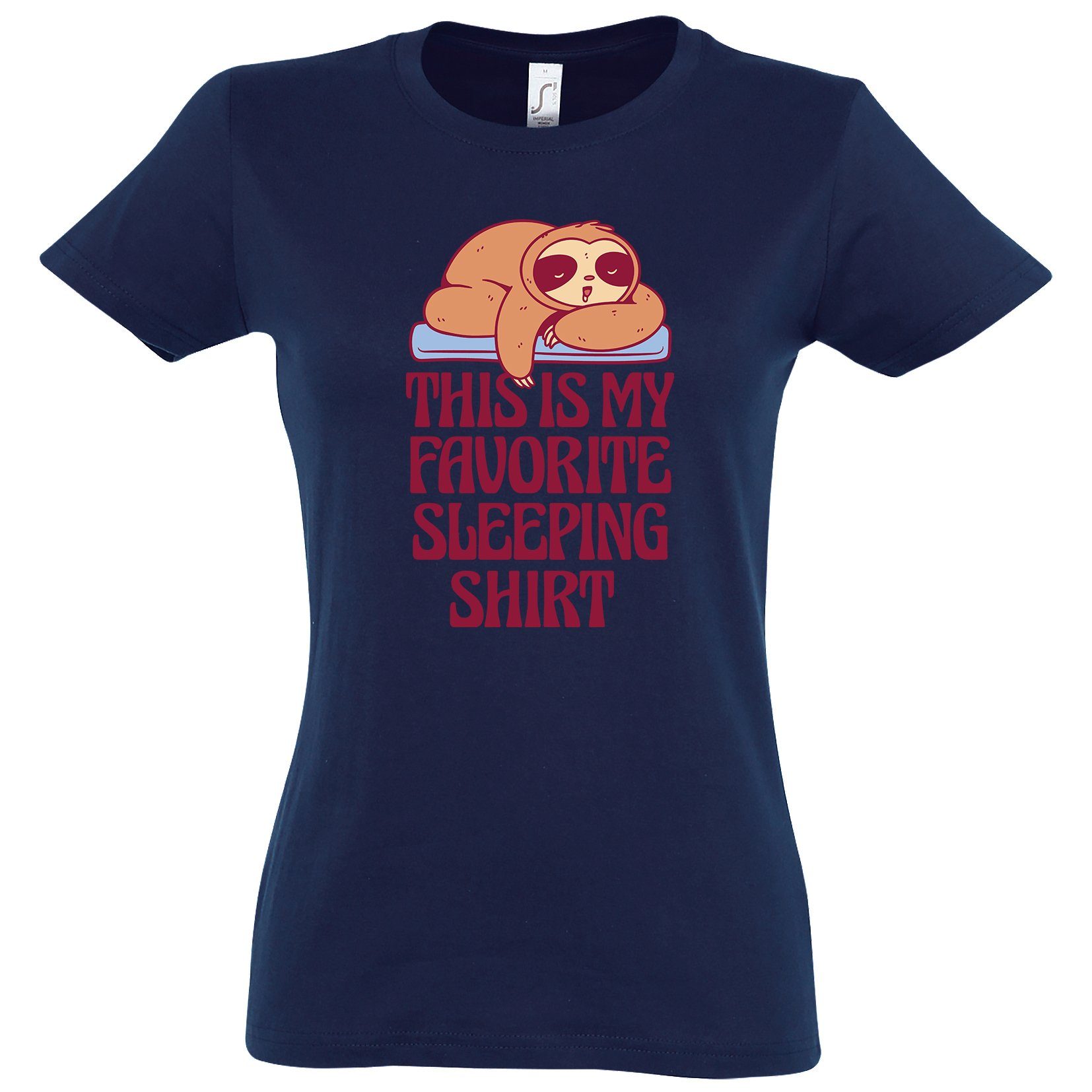 Youth Designz T-Shirt My Favorite Sleeping Damen Shirt mit süßem Frontprint Navyblau