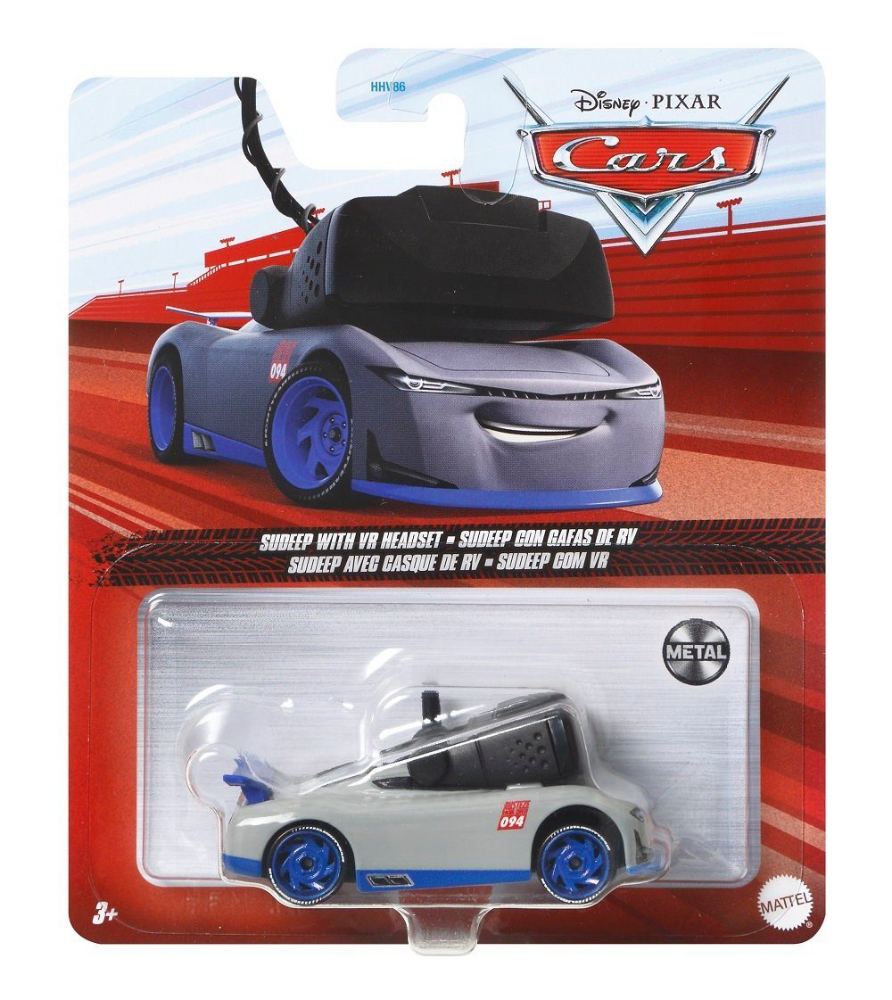 Cars Mattel VR Fahrzeuge Racing Disney Style Cars Sudeep Die Cast 1:55 Headset Disney Spielzeug-Rennwagen Auto