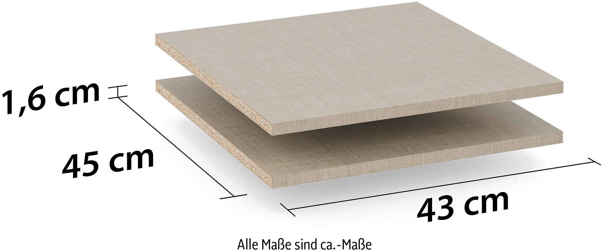 rauch Einlegeboden Zubehör für Rauch-Drehtürenschränke ORANGE, 2er-Set Breite 43 cm, Tiefe 45 cm