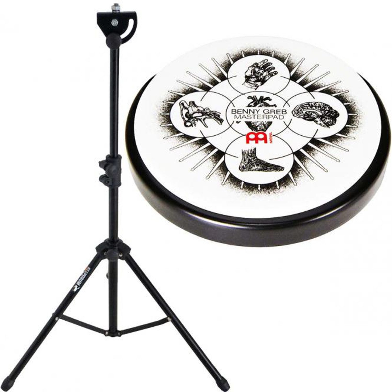 Meinl Percussion Chime Meinl Practice Pad Benny Greb 6 Zoll mit DPS Stativ,Practice Pad, Vorteils-Set mit Stativ