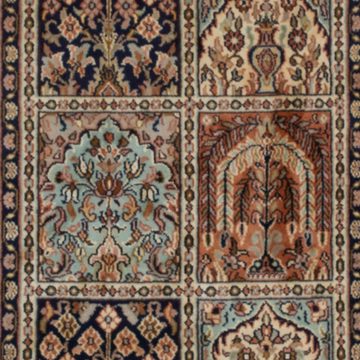 Seidenteppich Seidenteppich - Kaschmir Seide - 93 x 63 cm - mehrfarbig, morgenland, rechteckig, Höhe: 4 mm, Wohnzimmer, Handgeknüpft, Einzelstück mit Zertifikat