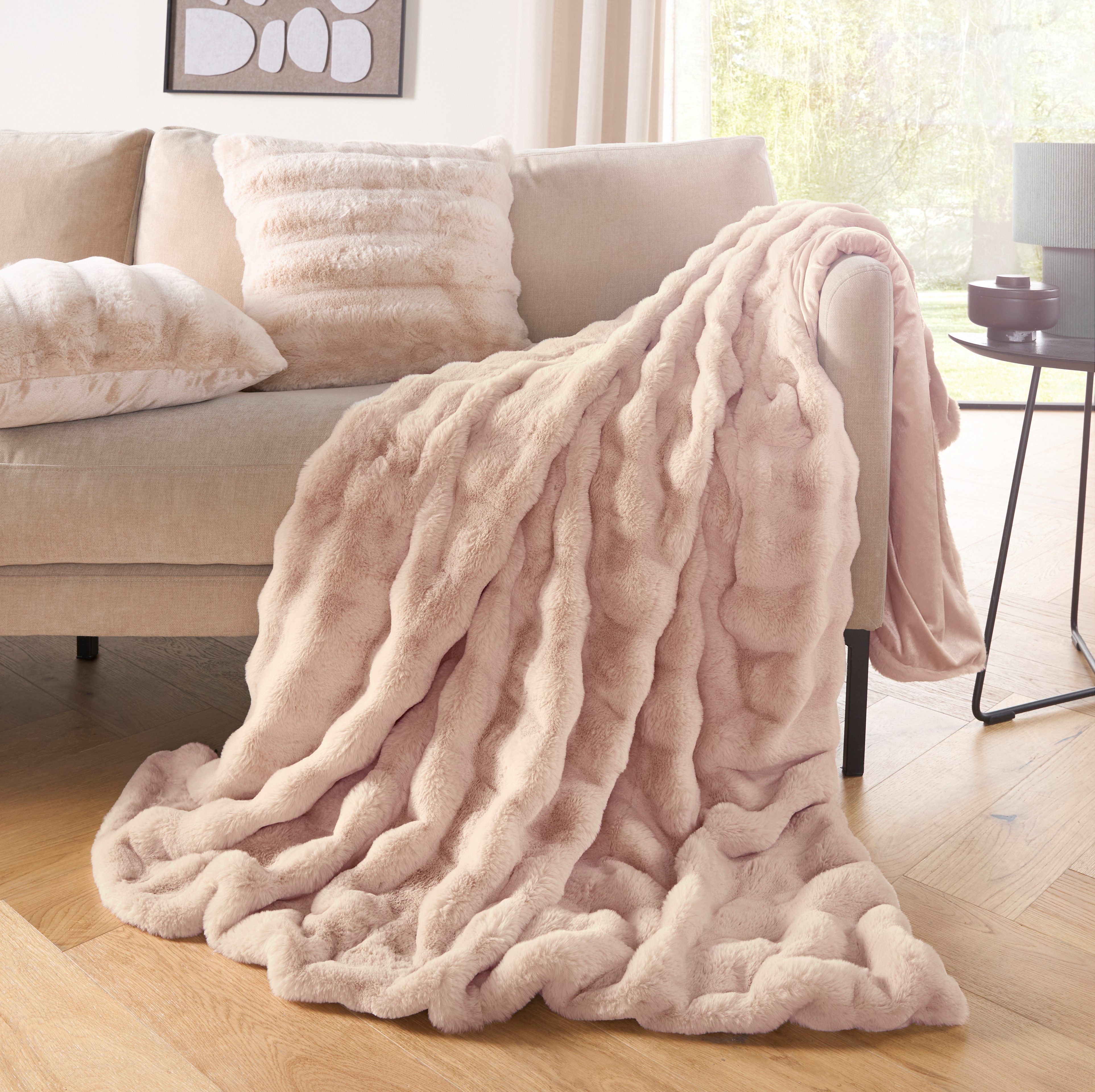 Wohndecke Cleora, LeGer Home by Lena Gercke, Premium, 450g/m², weich, 150X200 cm, Decke, 3D Wellenmuster