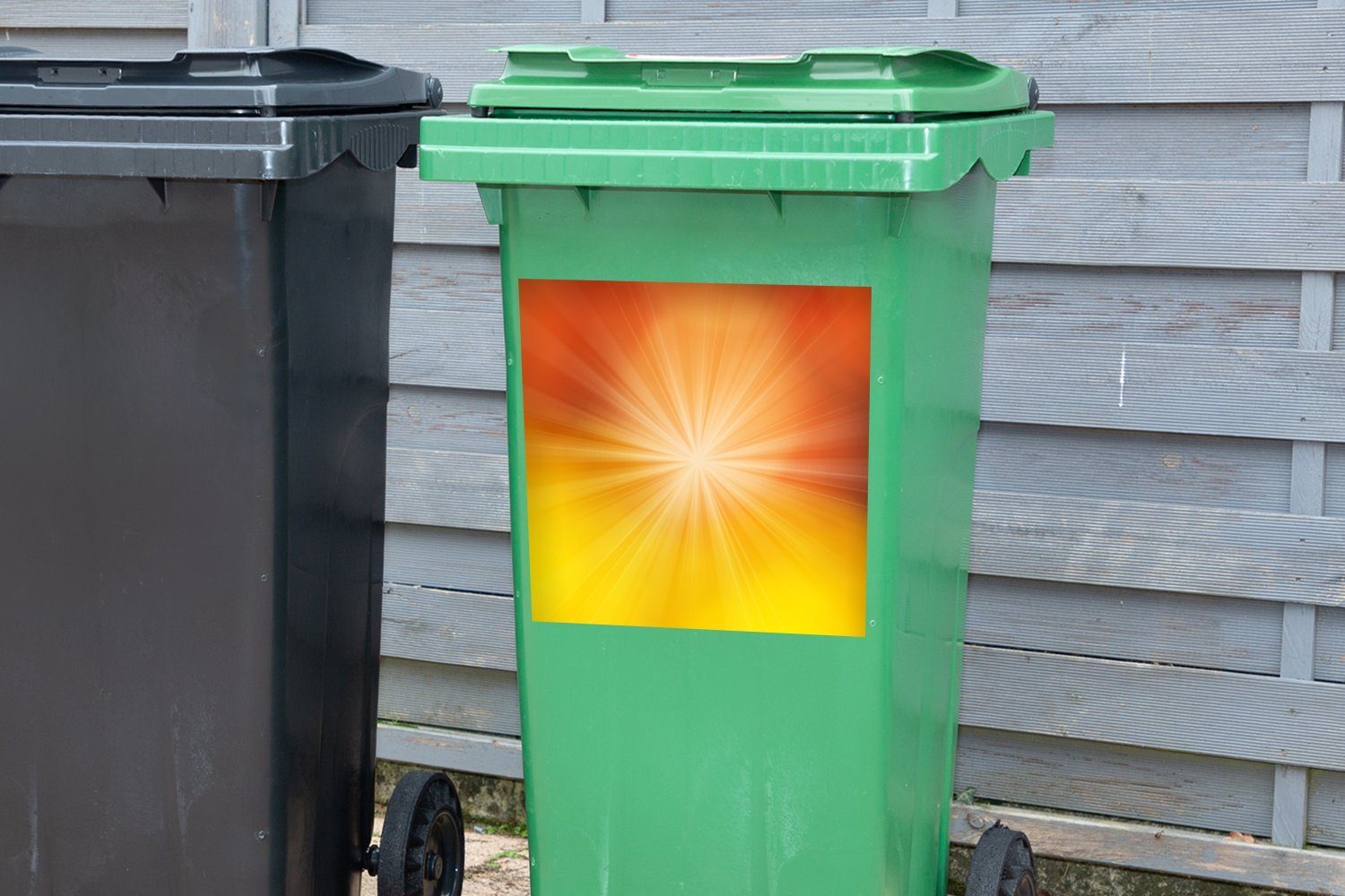 MuchoWow Sticker, einen um St), (1 Container, Wandsticker Gelbes Mülleimer-aufkleber, Glühen Stern Abfalbehälter Mülltonne,