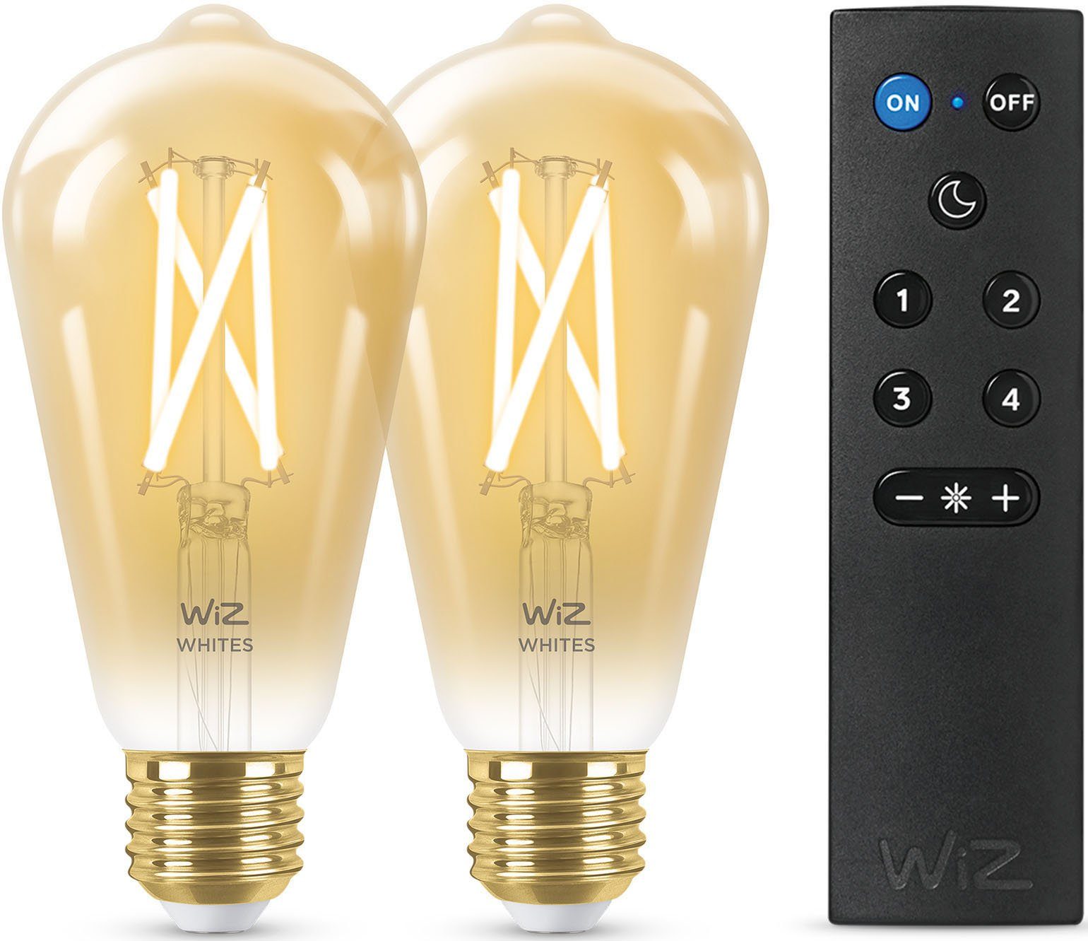 WiZ LED-Filament Filament 50W E27 Edison Amber CT Box Doppelpack, E27, Warmweiß