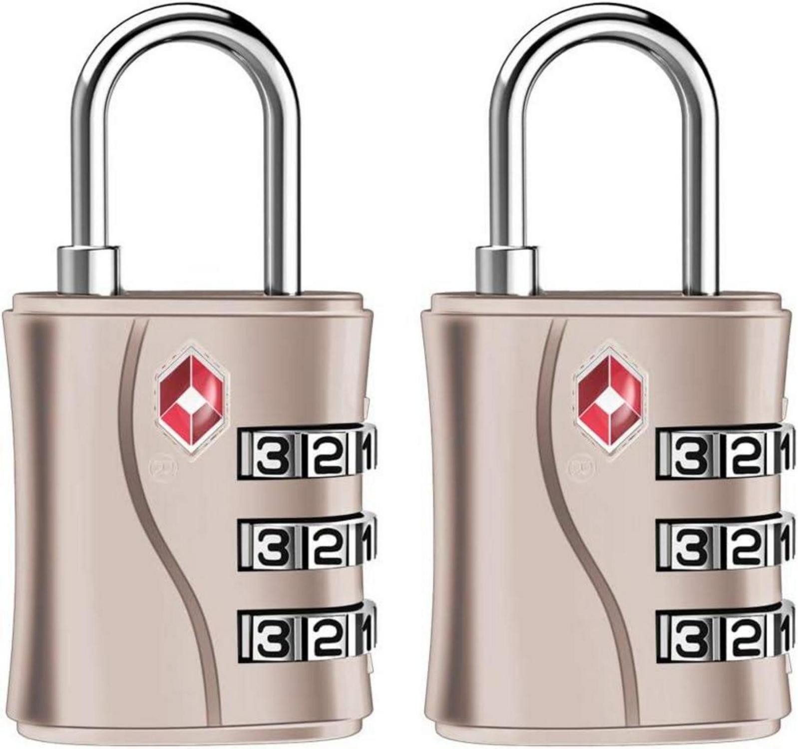 TSA-Vorhängeschloss TSA Kofferschlösser 3-Stellige Zahlen Roségold 2er Set