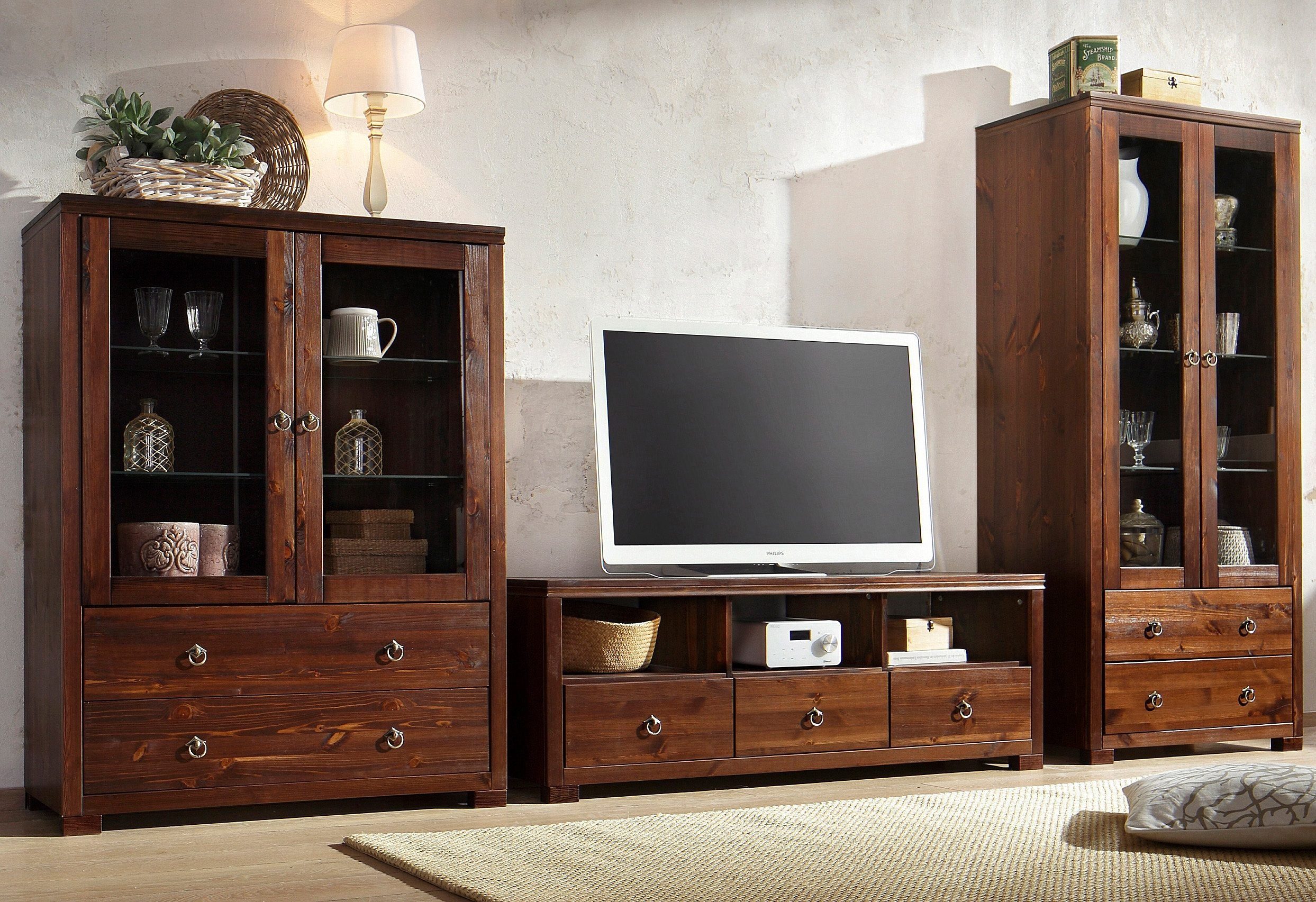 OTTO home Vitrine Gotland Breite 80 cm, Höhe 178 cm, mit Glastüren, aus massiver Kiefer, FSC®