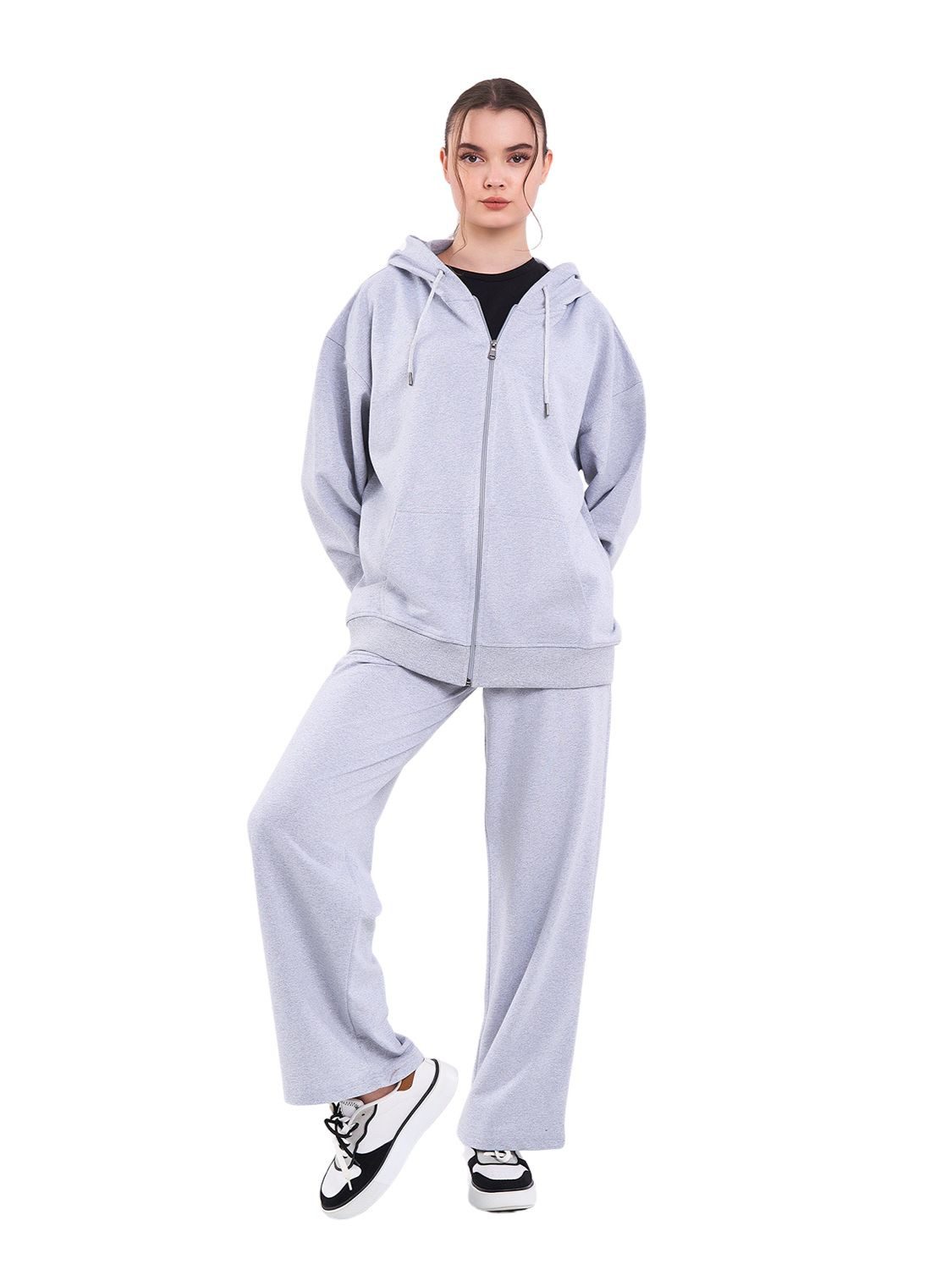 COMEOR Kapuzensweatjacke Damen Bequeme Baumwoll-Hoodie-Jacke Kapuzensweatshirt mit durchgehendem Reißverschluss