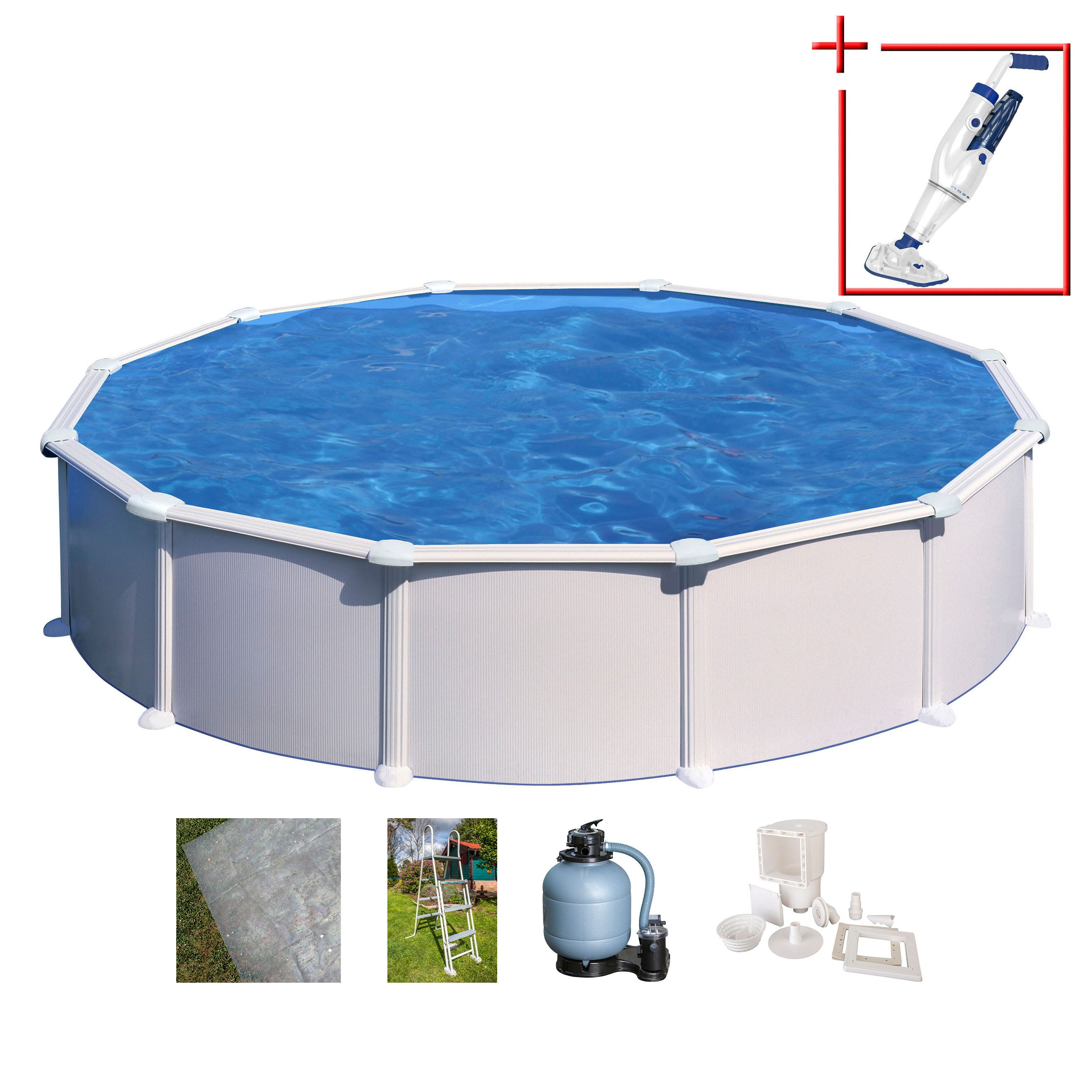 Gre Rundpool ATLANTIS inkl. Zubehör (Set, 5-tlg), Höhe: 132 cm, in versch. Größen