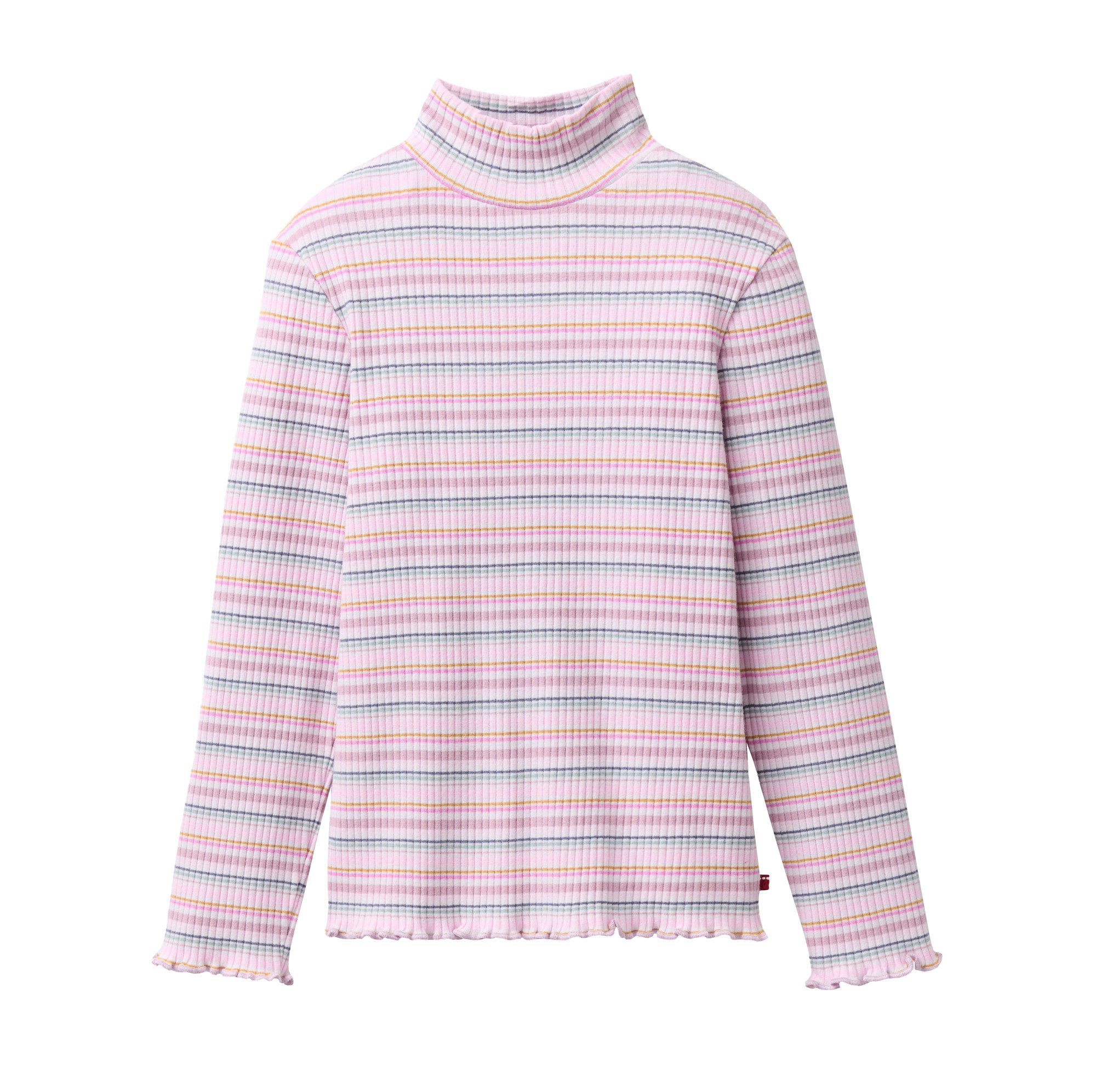 People Wear Organic Langarmshirt mit Stehkragen, bunt geringelt aus 95%Bio-Baumwolle