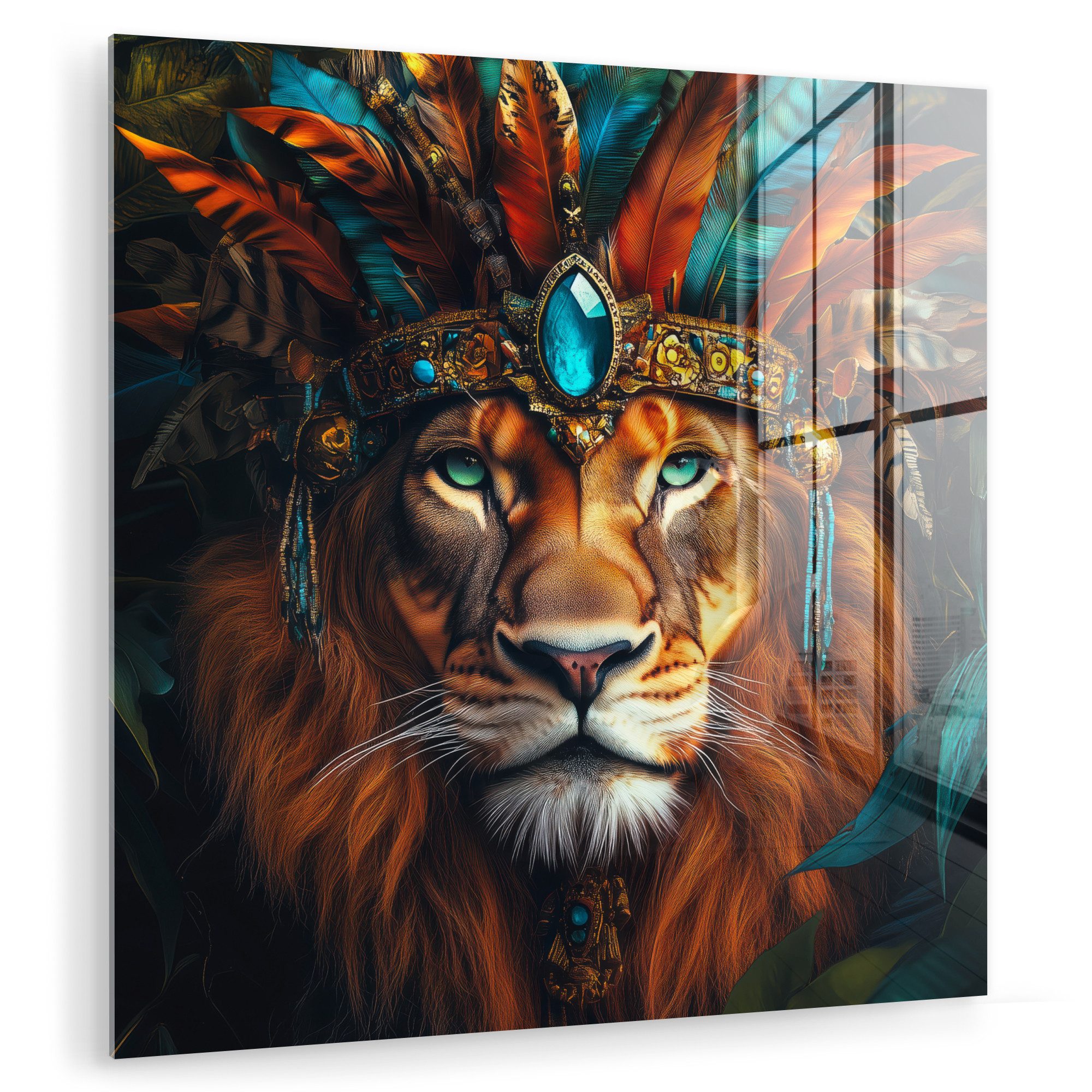 MuchoWow Acrylglasbild Löwe - Blätter - günstig online kaufen