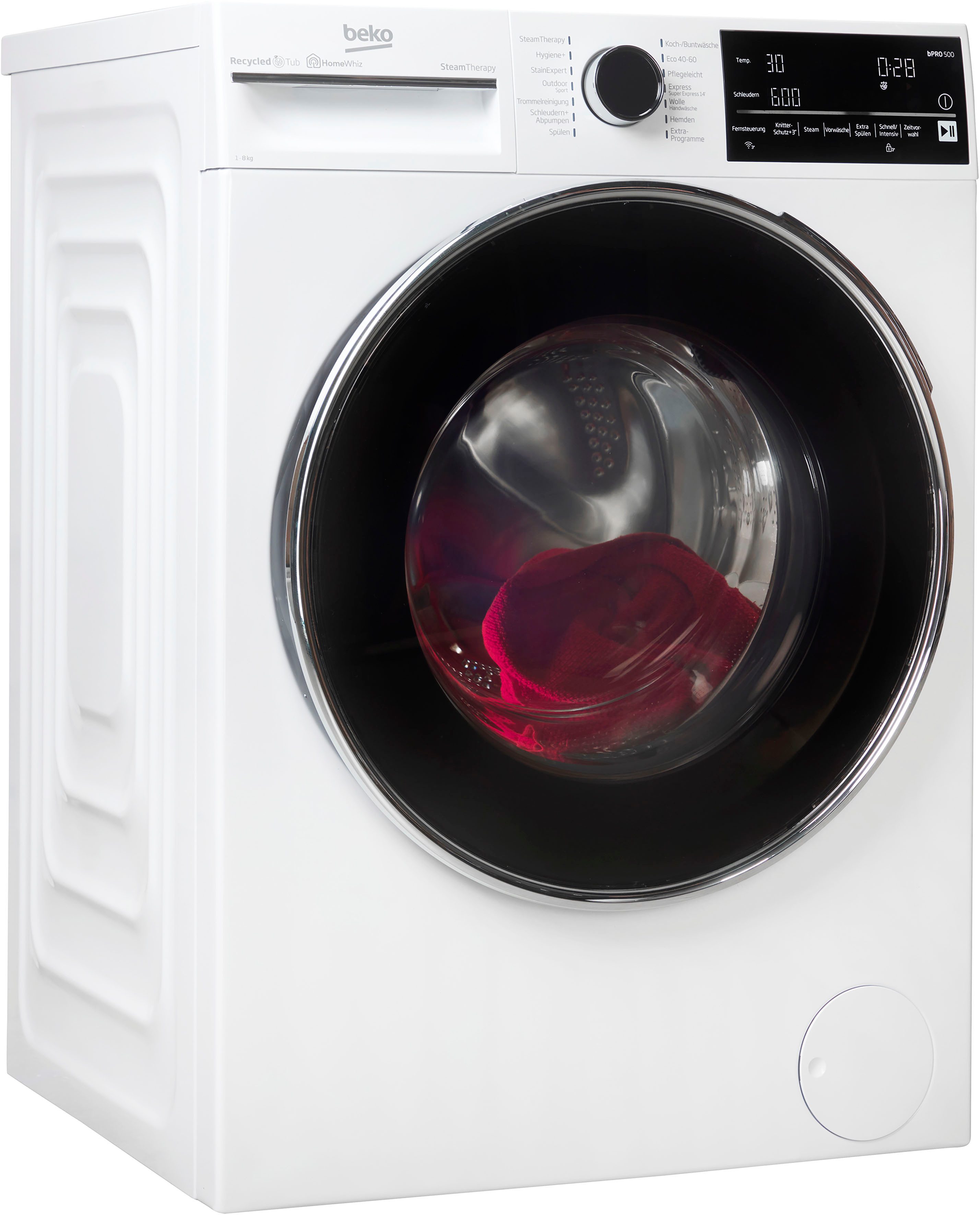 BEKO Waschmaschine B5WFT78410W 7178551900, 8 kg, 1400 U/min, Dank SteamCure beseitigt Dampf Flecken und reduziert Falten