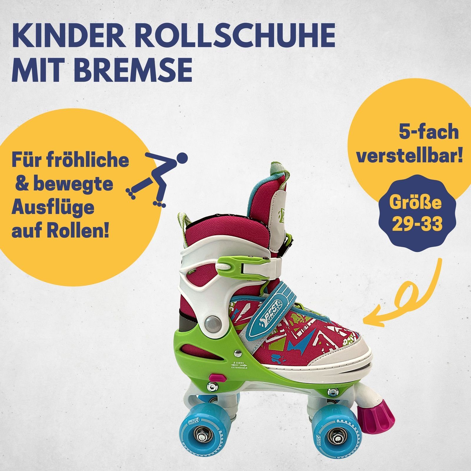 Best Sporting Schlittschuhe Rollschuhe Rollerskates Kinder Kids Abec 7 Größe verstellbar pink, Rollschuhe Rollerskates Kinder Kids Abec 7 Größe verstellbar pink