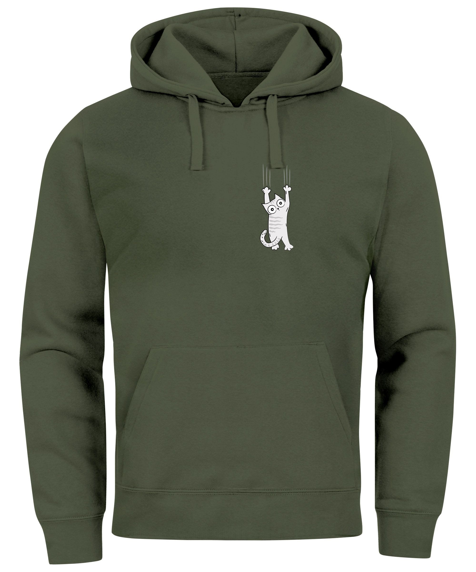 Hoodie Hoodie Herren Aufdruck Katze Cat Logo lustig Kapuzen-Pullover Männer