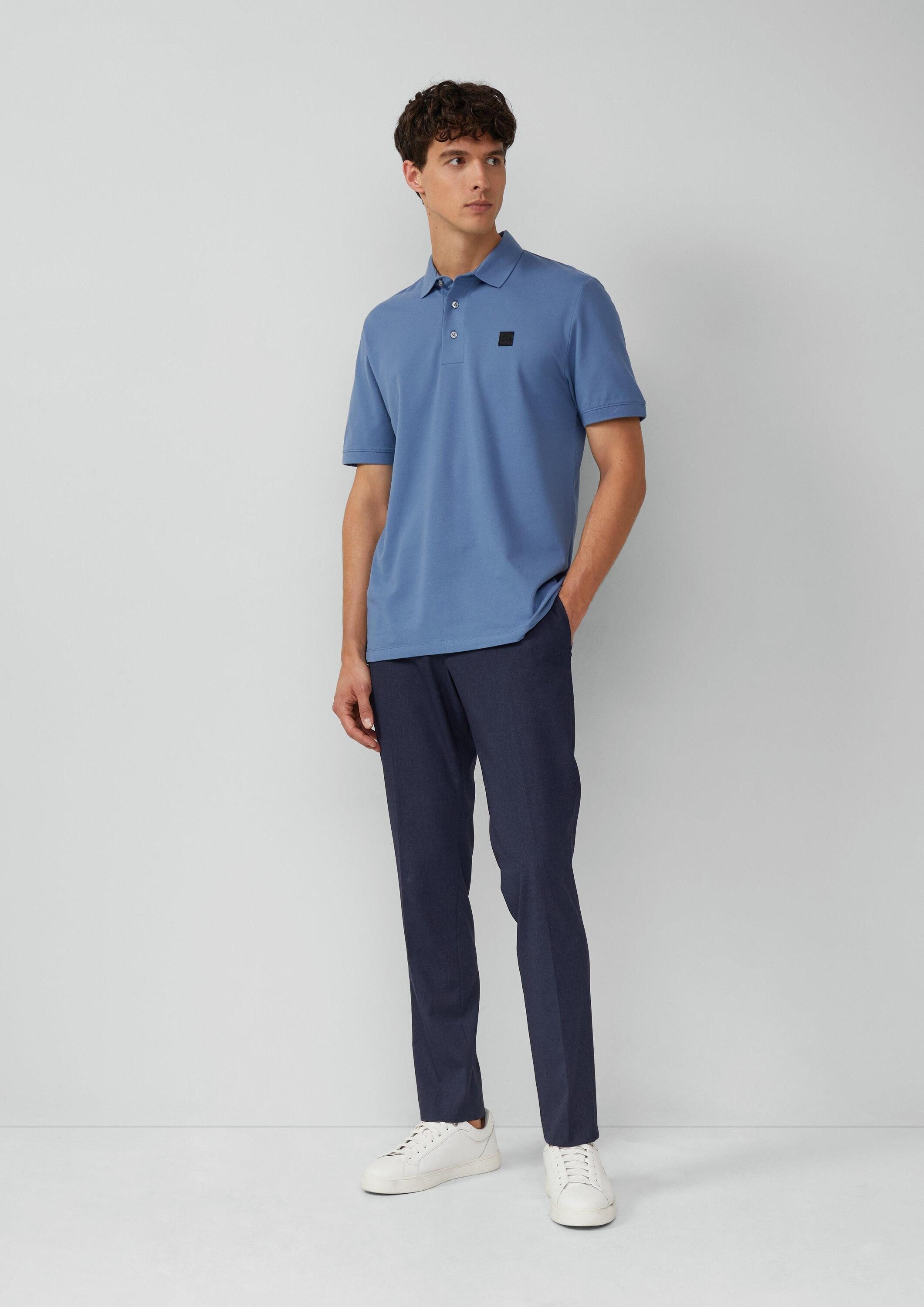 s.Oliver Kurzarmshirt Polo-Shirt Poloshirt aus Baumwollstretch mit Label-Patch