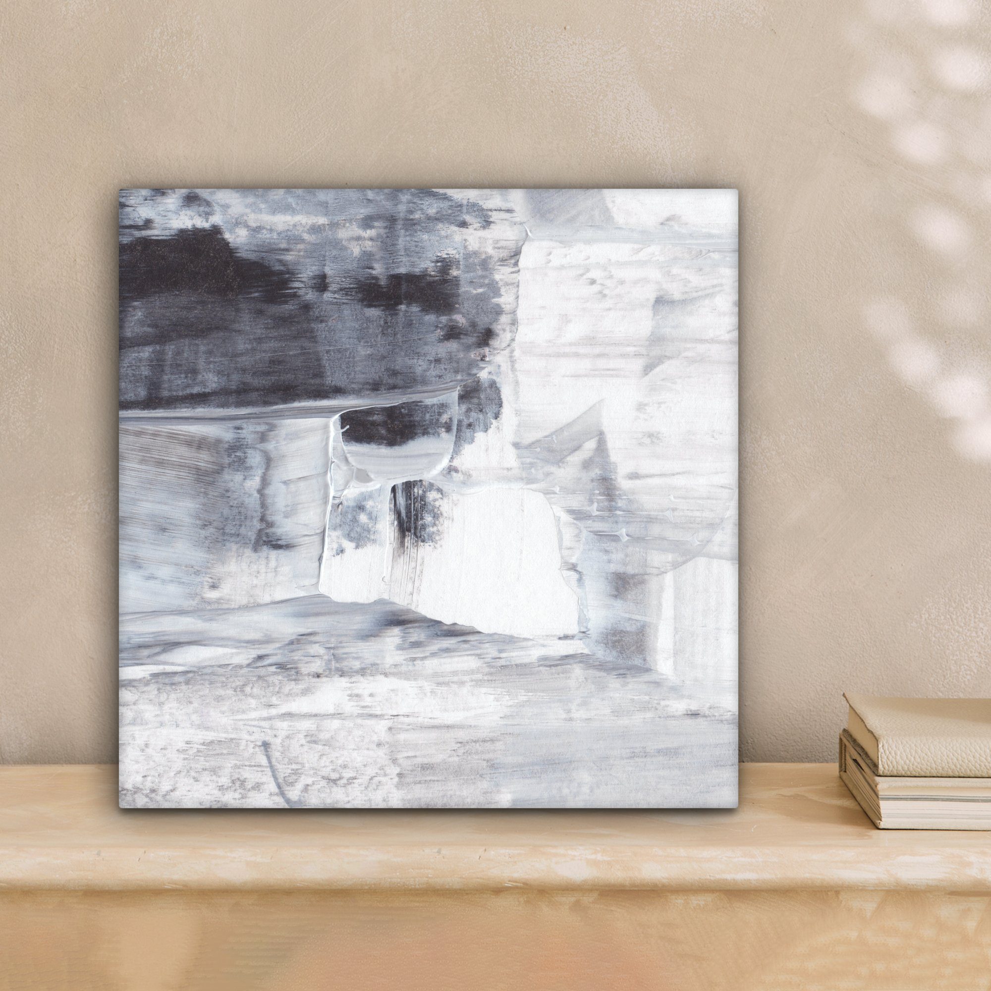 OneMillionCanvasses® Leinwandbild Kunst - Farbe - Weiß - Schwarz - Grau, Fotodruck (1 St), Wandbild, Deko Schlafzimmer Wohnzimmer Flur 20x20 cm