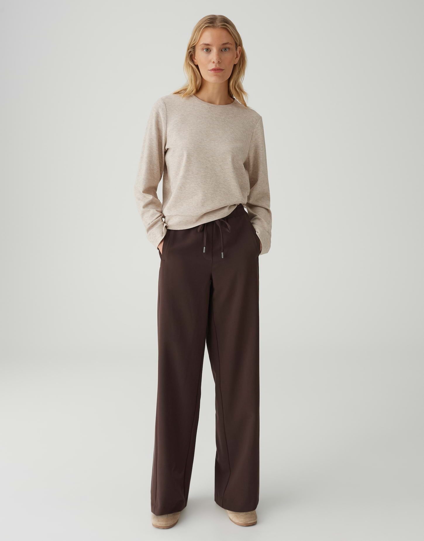 OPUS Longsleeve SAMIKE in Mélange Optik Schmale Passform, gerader Schnitt, Langarm, angeraute Oberfläche
