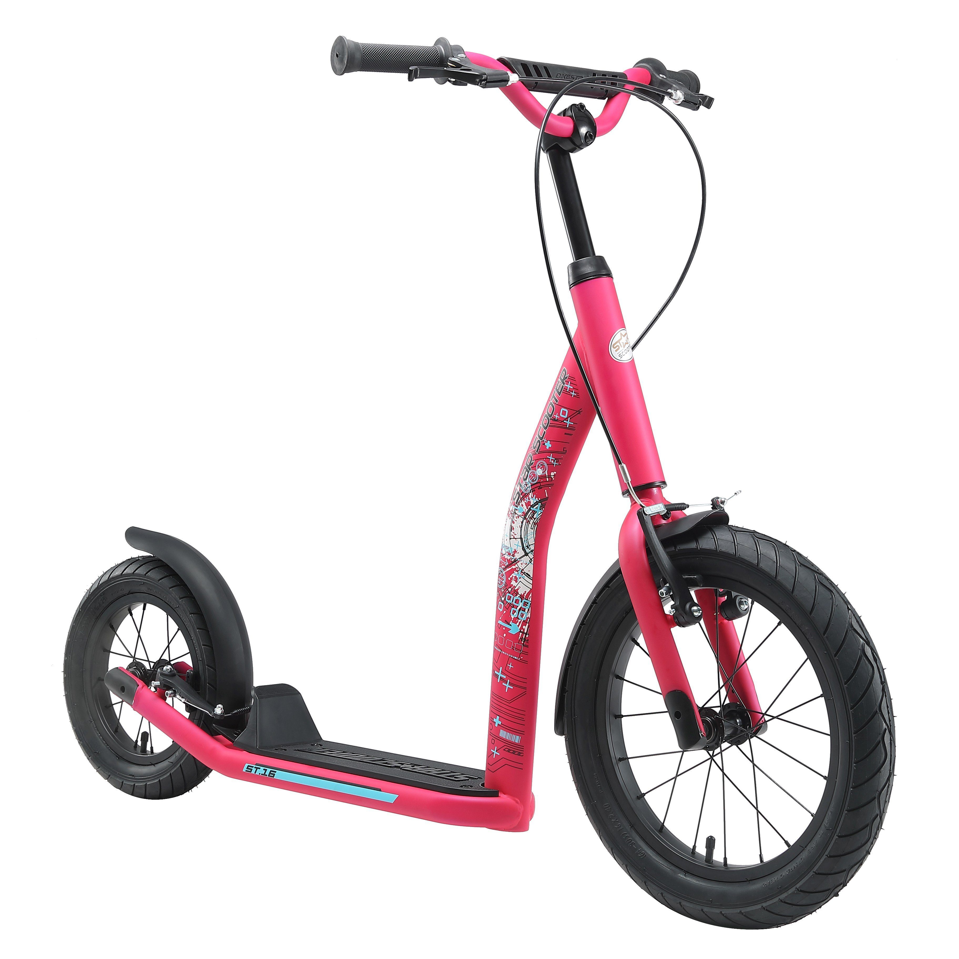 Star-Scooter Cityroller 16 Zoll, ab 8 Jahre, Kinder City Roller ab 140 cm, Jungen, Mädchen, Höhenverstellbar, Seitenständer