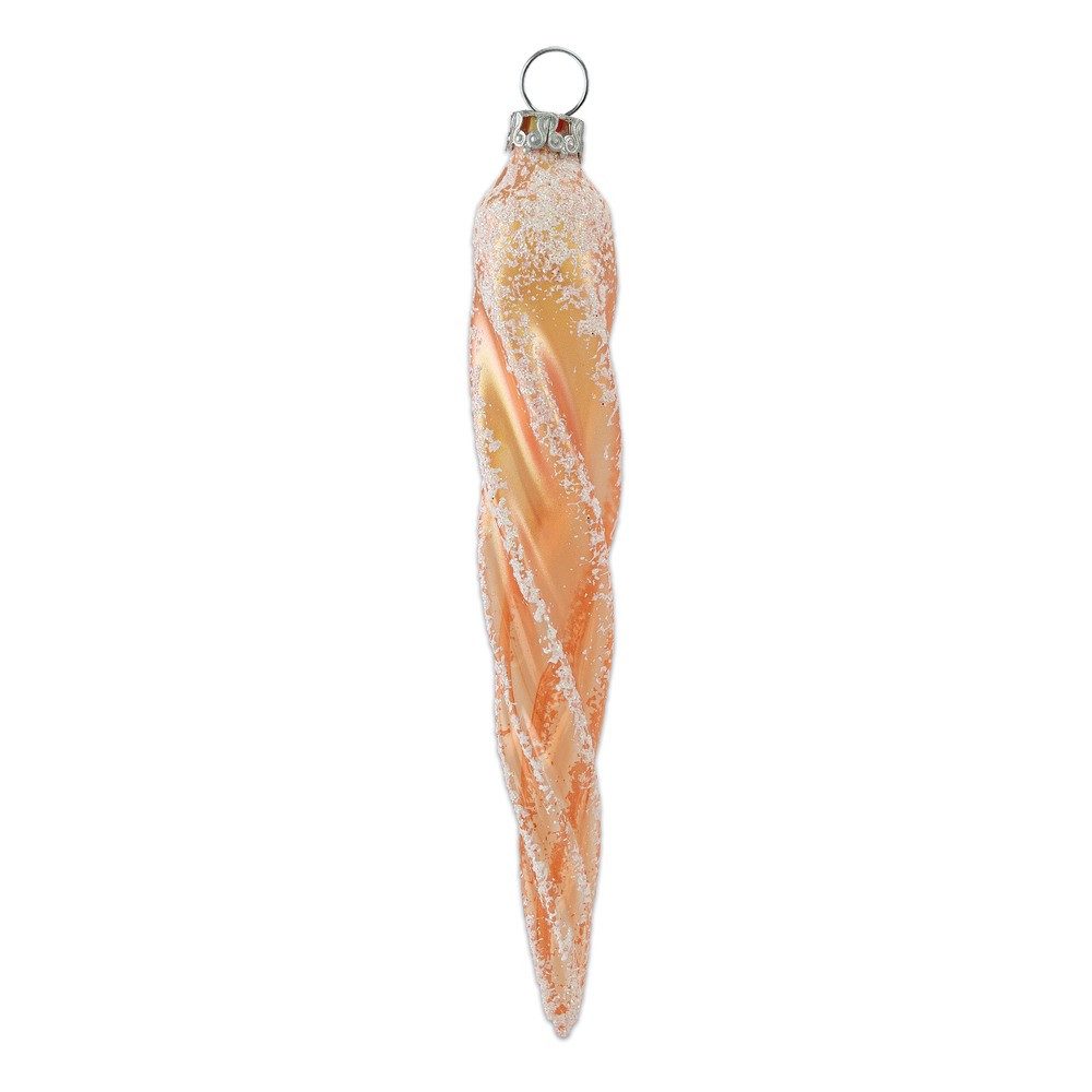 Thüringer Glasdesign Christbaumschmuck Christbaumschmuck Eiszapfen apricot 11cm