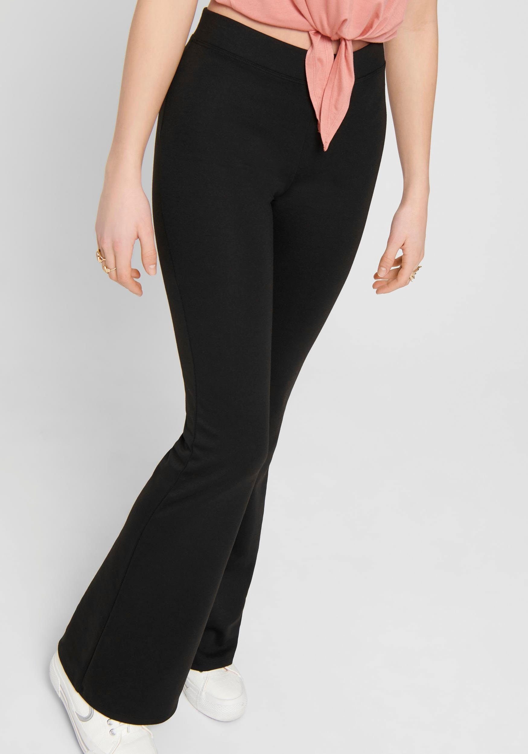 ONLY Jerseyhose ONLFEVER – Jerseyhose mit Stretch und ausgestelltem Bein skinny fit, casual, Jersey, Polyester, ohne Ausschnitt