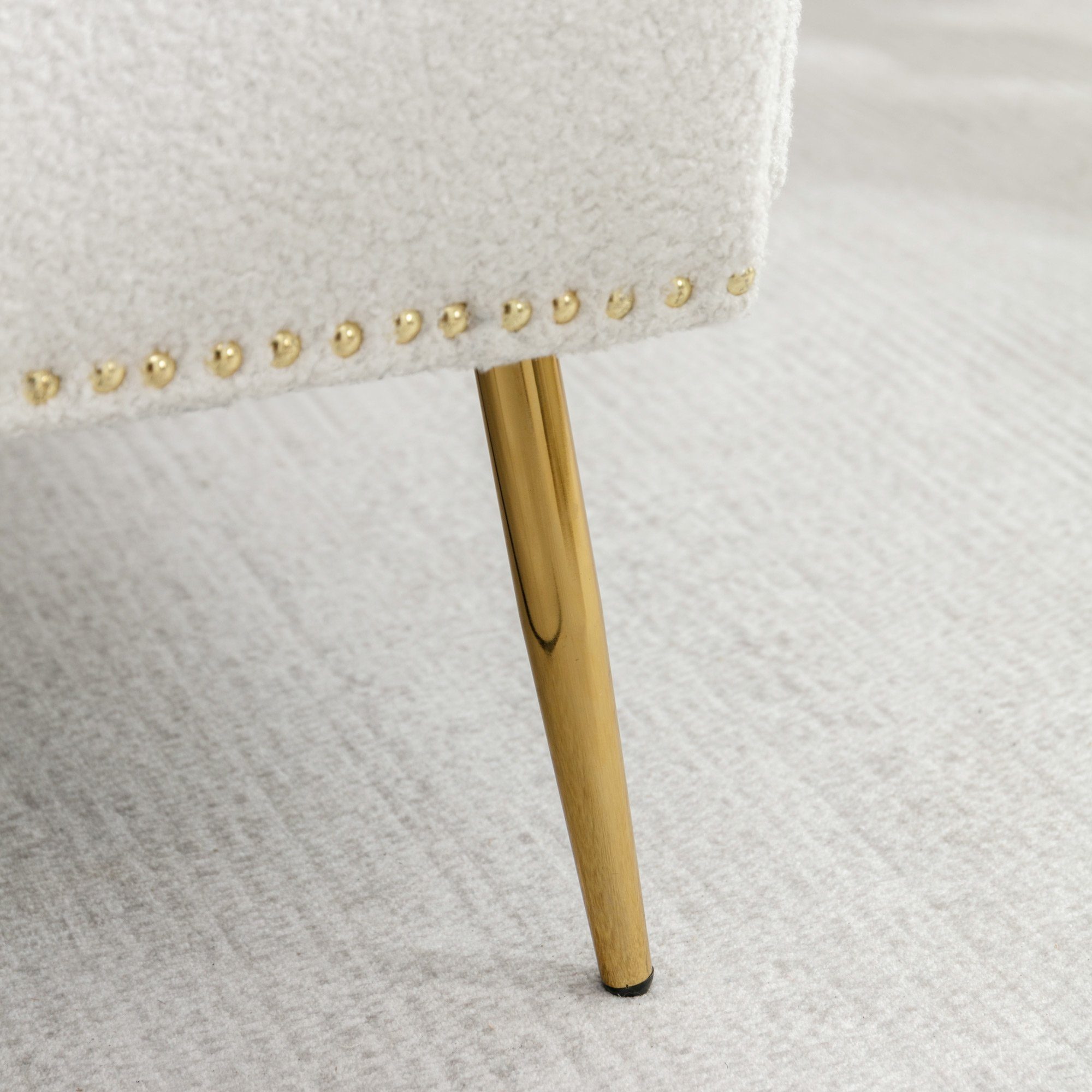 (Wohnzimmerstuhl, Relaxstuhl, geeignet Metallbeine, Lesen Wohnzimmerstuhl, Sessel oder Entspannen, weiß goldene Sessel, Relaxsessel, OKWISH Sessel), zum Teddy-Samt-Stuhl bequemer mit Reißverschluss-Design bequemer