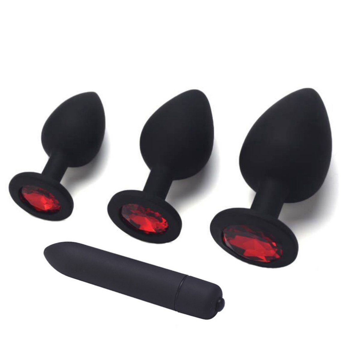 Vibrator Schmuckstein - Anal Analplug Sexspielzeug Schwarz für Butt TPFSecret Set Set Set, Juwel Plug Anal Kristall mit mit Männer, und Frauen 4er 4-tlg.,