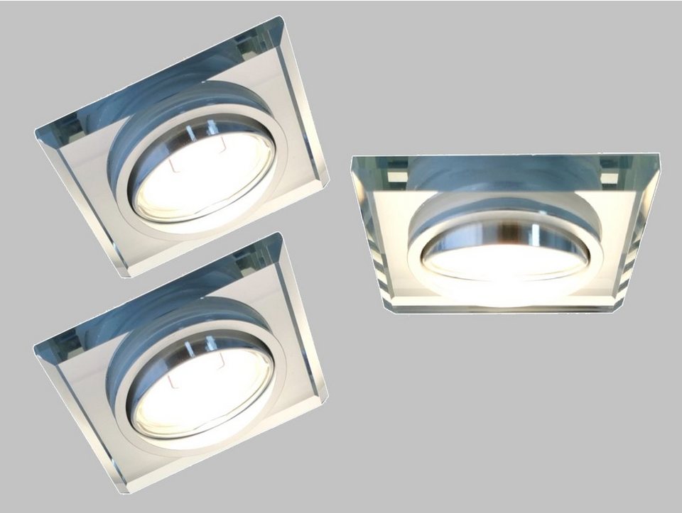 9 x LED Deckenleuchte Einbaustrahler Einbaulampe Einbauspots Set eckig 230V GU10 