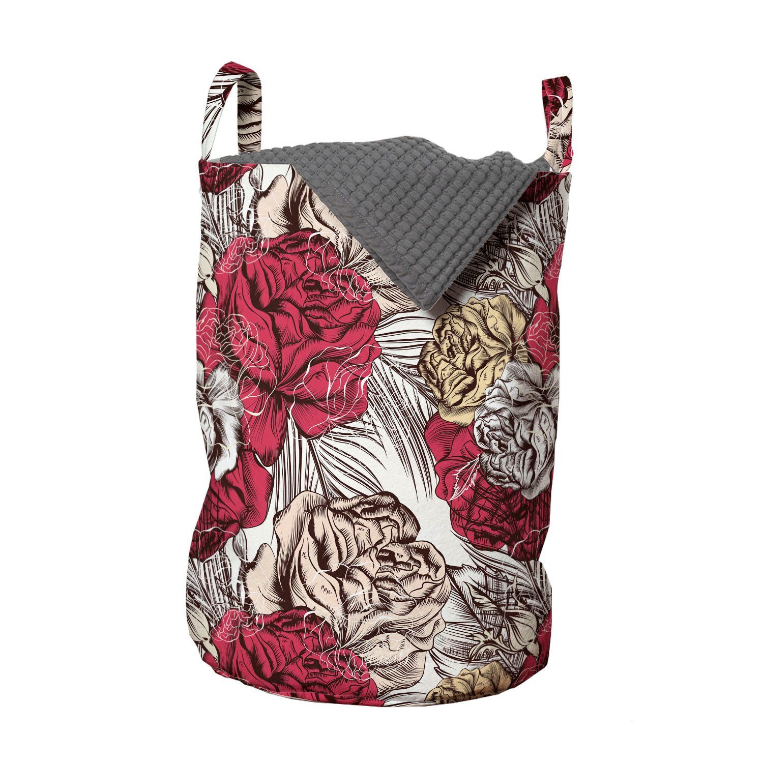 Wäschesäckchen Waschsalons, up Wäschekorb Detail mit Close Abakuhaus Griffen Blumen Kordelzugverschluss Roses Hohe für