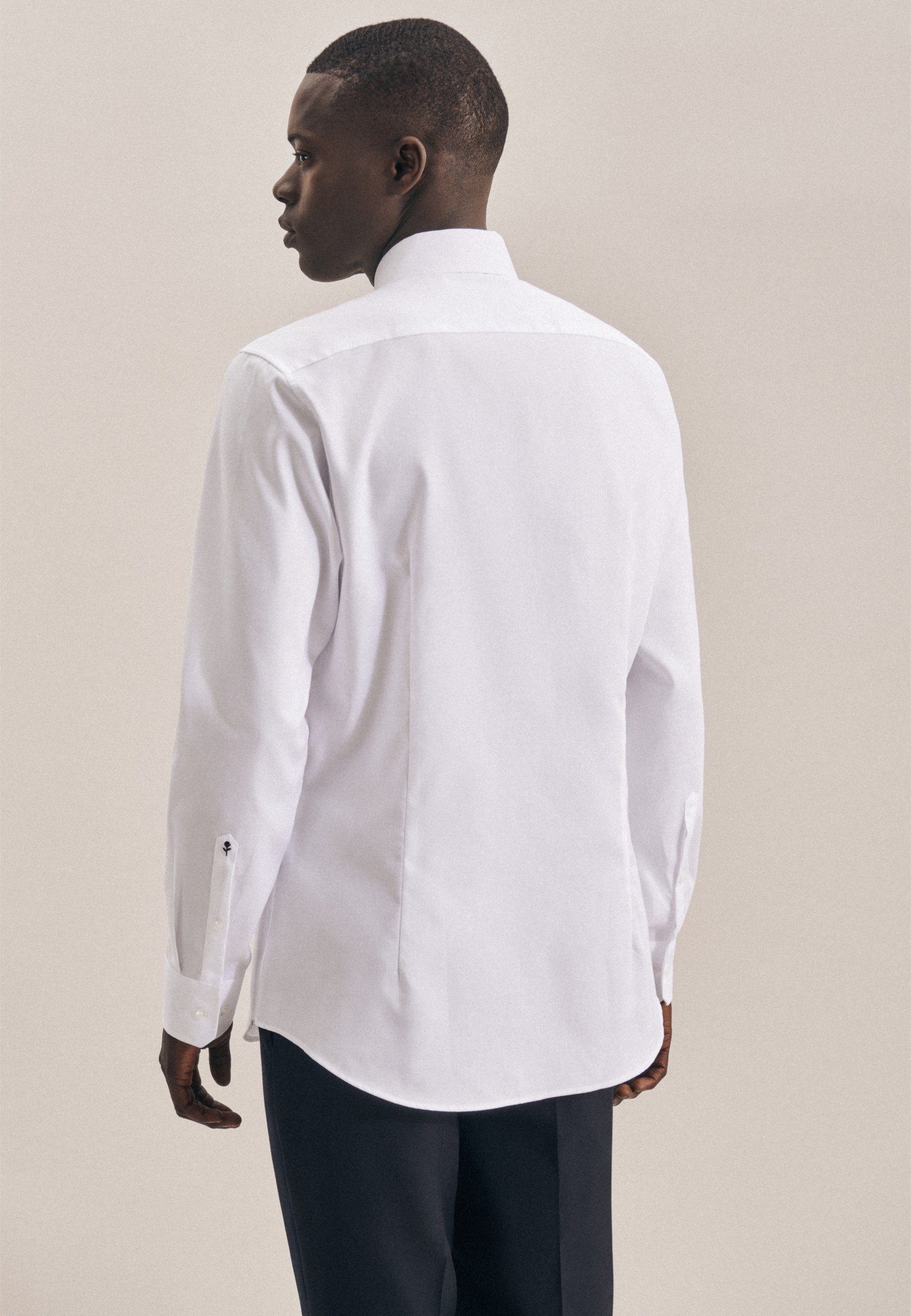 Kentkragen seidensticker Weiß Uni Langarm Businesshemd Shaped Shaped