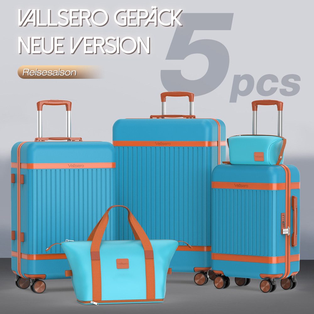 VALLSERO Trolleyset Hartschalen-Koffer set (M, L,XL) Rollkoffer, Reisekoffer, Handgepäck 4 Rollen, ABS-Material, TSA Zollschloss – Bild 4 von 5